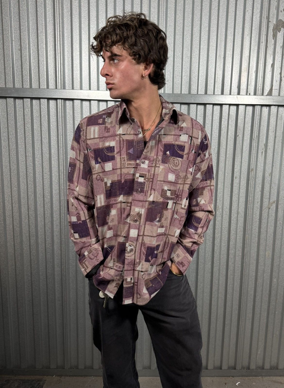 Other Vintage Western Button Up Cowboy Shirt Purple Patterned Size US L / EU 52-54 / 3 - 1 Thumbnail
