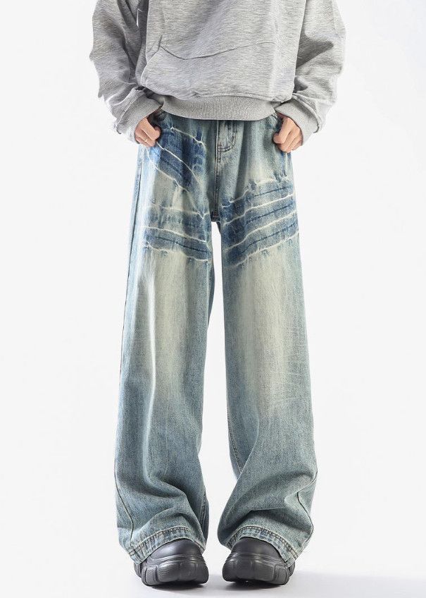 Jean Men's straight loose tie-dye American baggy jeans Size US 32 / EU 48 - 1 Thumbnail
