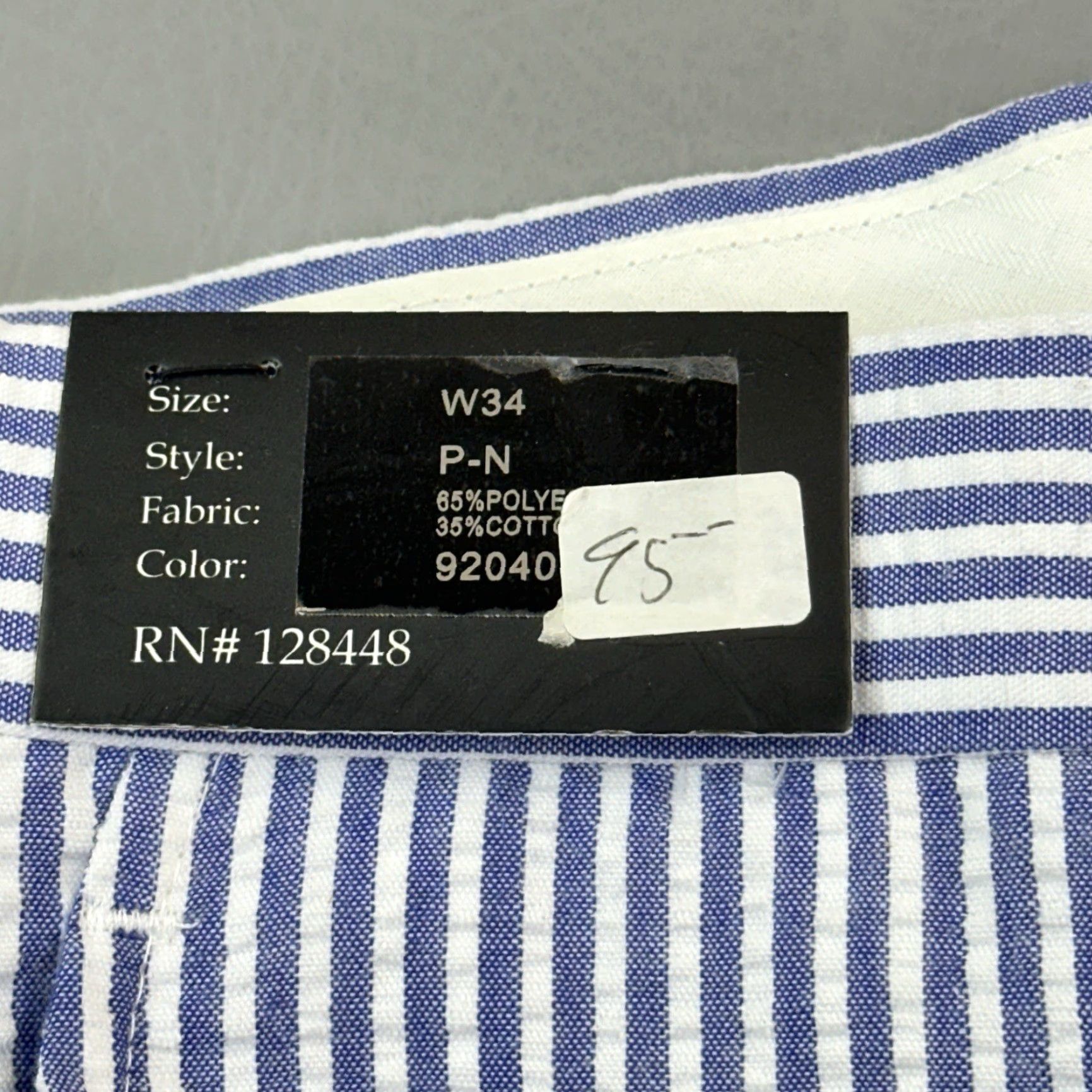 Vintage Afazzy New York Pants Mens 34 White Blue Seersucker Tailor Ready Hem NWT Size US 34 / EU 50 - 7 Thumbnail