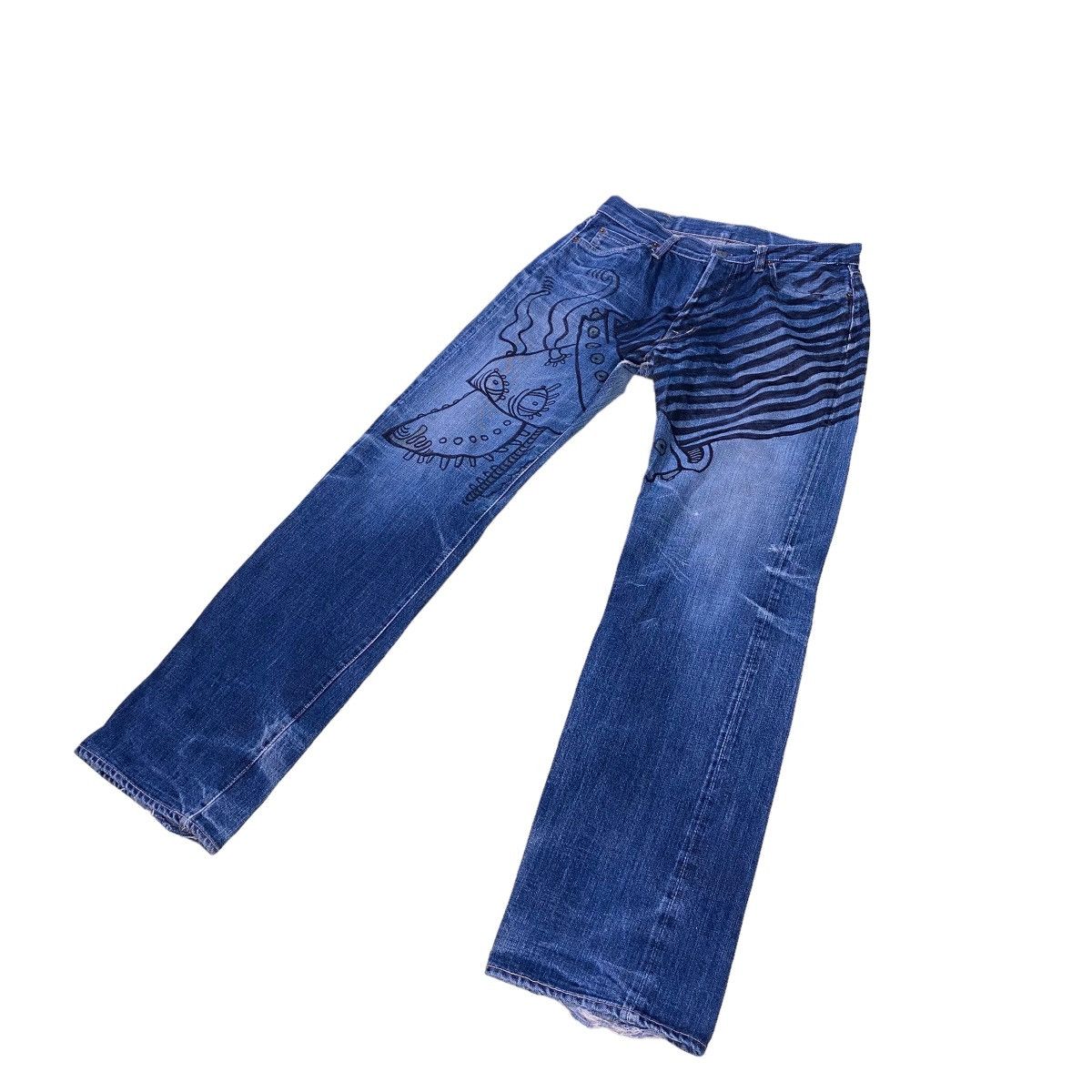 If Six Was Nine × Le Grande Bleu (L.G.B.) × OMNIGOD Omnigod Selvedge Jeans Doodle Design Size US 32 / EU 48 - 2 Thumbnail