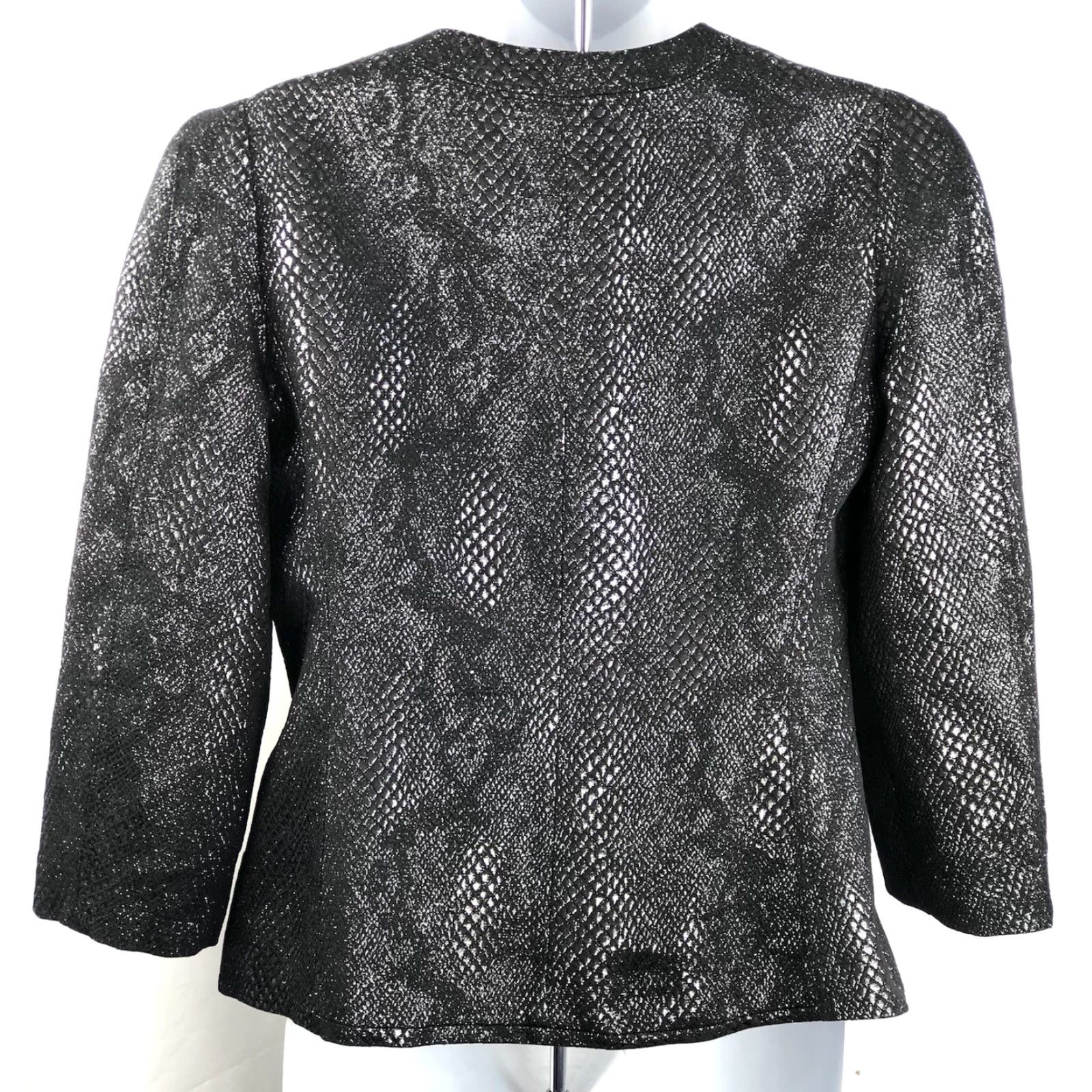 Express Express Blazer Jacket 4 Black Snake Metallic Hook Front 3/4 Sleeves Lapel Lined Jacket Size S / US 4 / IT 40 - 3 Thumbnail