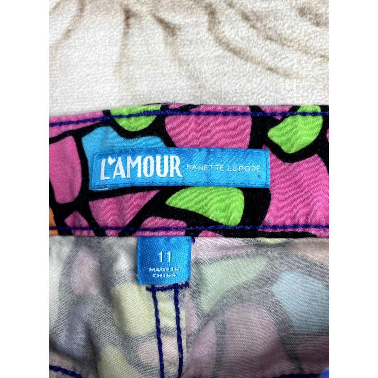 Nanette Lepore Nanette Lepore L'Amour Pants Jr 11 Multicolor Abstract Artsy Hearts Stretch Low Pants Handcrafted Style Geometry Mens? Wait Size 32" / US 10 / IT 46 - 3 Thumbnail