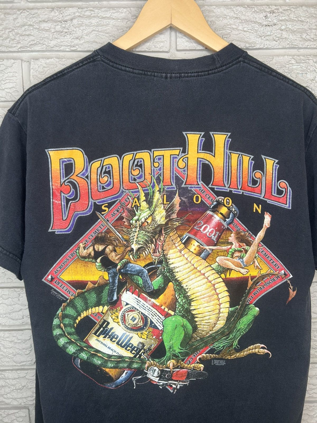 Vintage Vintage Boot Hill Saloon Bike Week 2001 Faded Pocket T Shirt Size US M / EU 48-50 / 2 - 2 Thumbnail