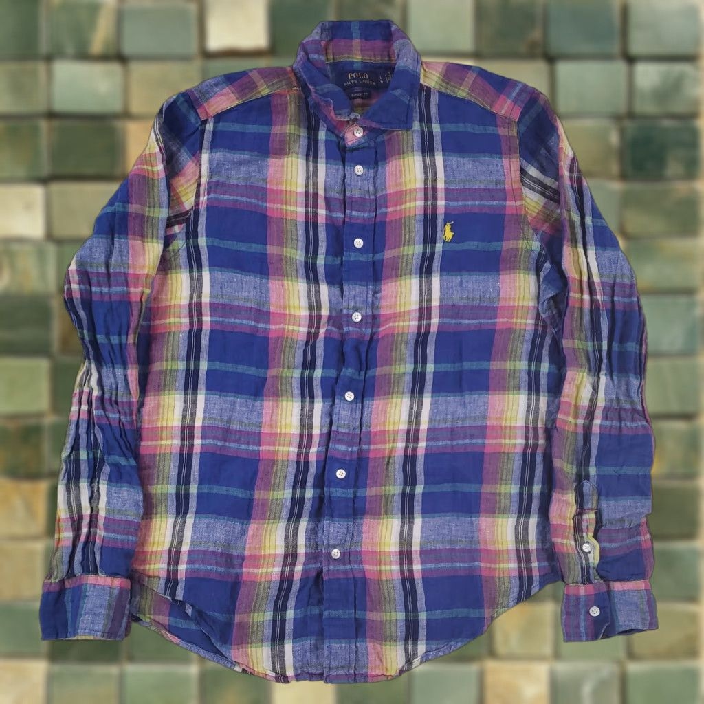 Polo Ralph Lauren Polo Ralph Lauren Plaid Linen Button-Up Shirt Mens L Long Sleeve Multicolor Classic Fit Size US L / EU 52-54 / 3 - 1 Thumbnail