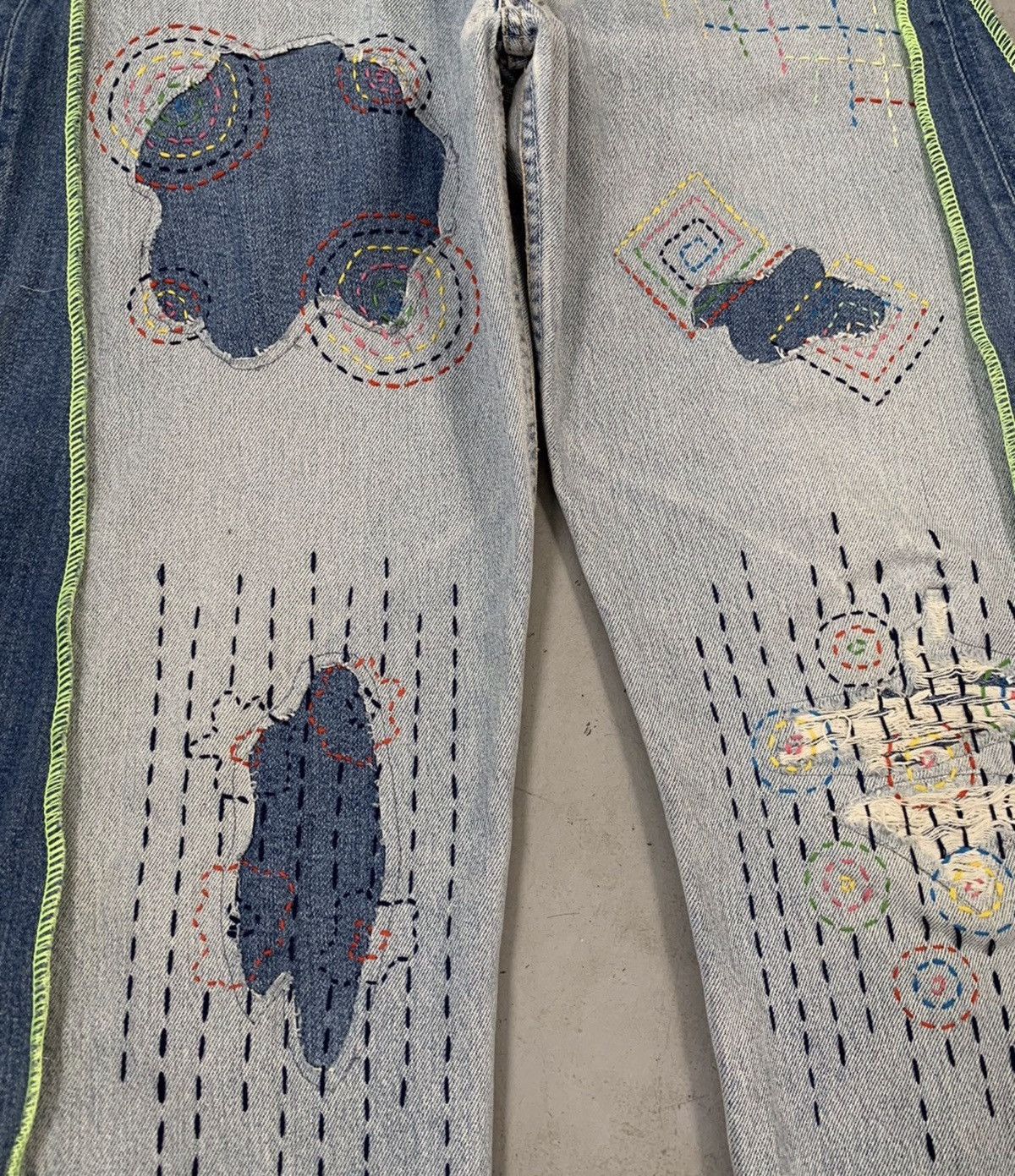 Levi's 1of1 vintage custom shashiko stitch baggy denim pants Size US 34 / EU 50 - 4 Thumbnail