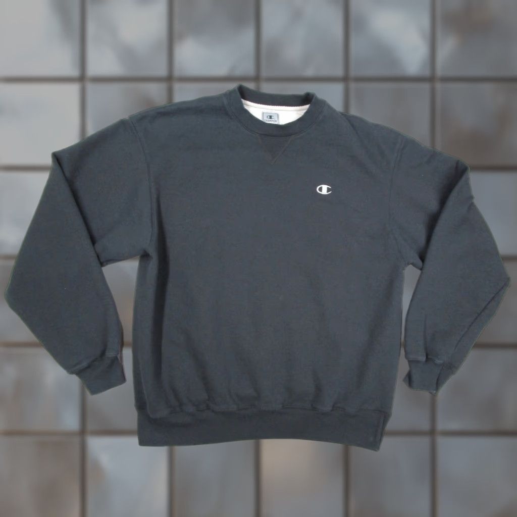 Champion VINTAGE Champion Sweatshirt Mens Large Dark Blue Pullover Long Sleeve Cotton Blend Y2K Sort Size US L / EU 52-54 / 3 - 1 Thumbnail