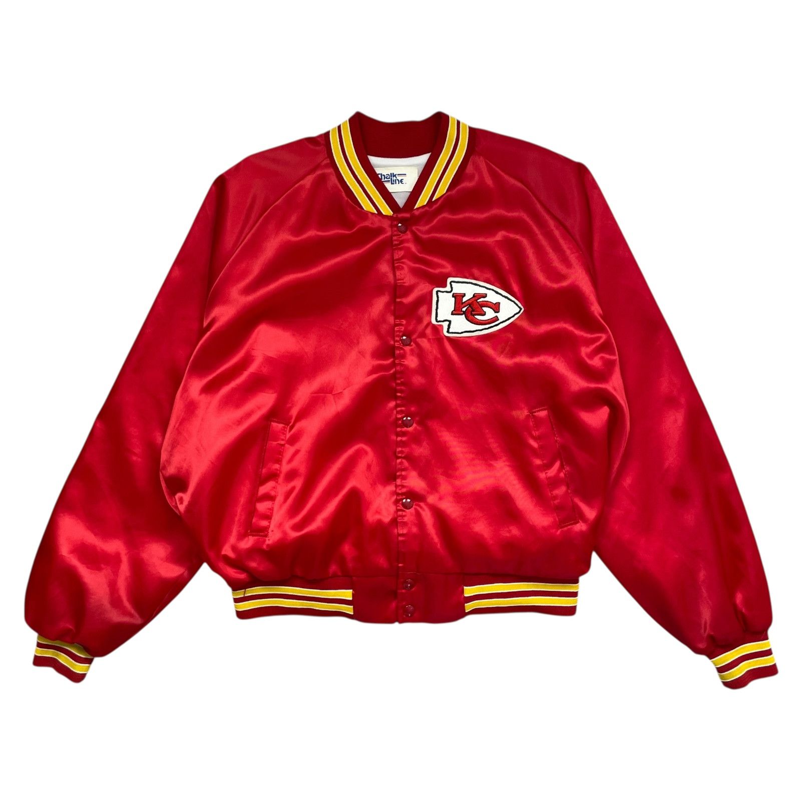 NFL VTG 90s KANSAS CITY CHIEFS CHALK LINE SATIN BOMBER JACKET Size US XXL / EU 58 / 5 - 1 Thumbnail