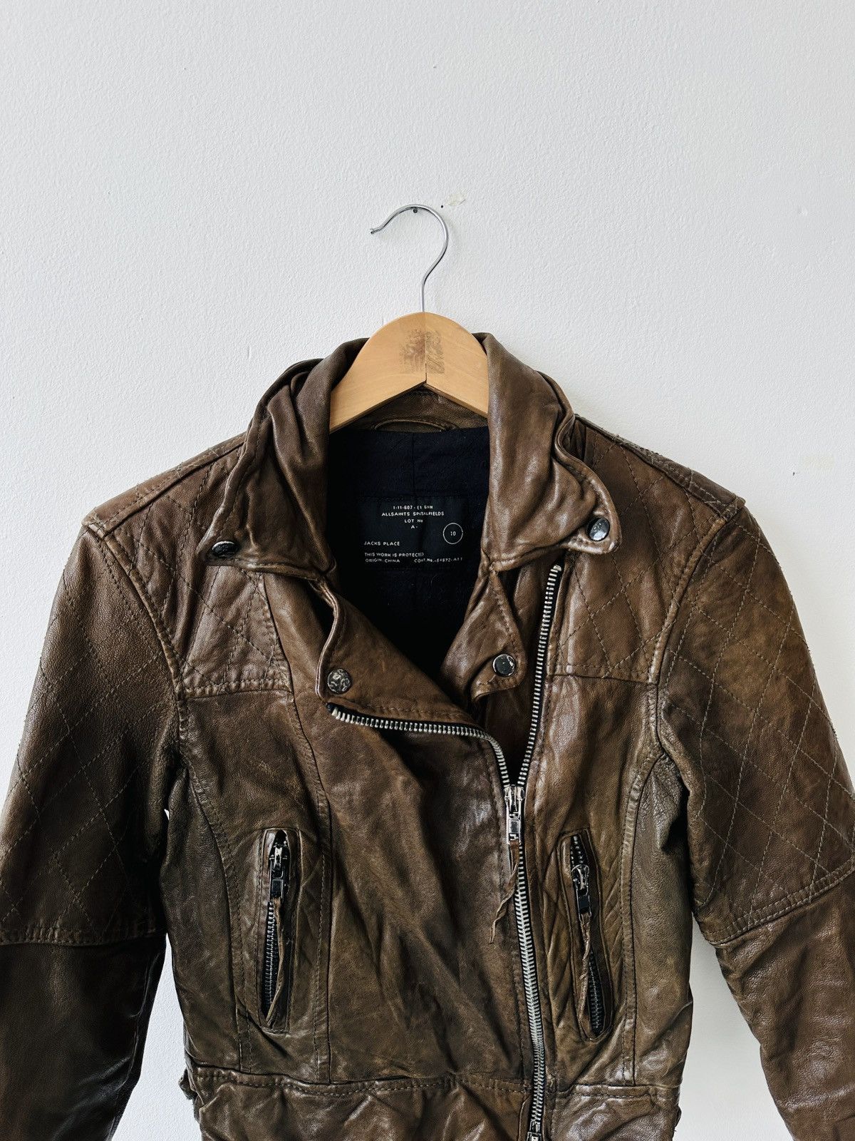 Allsaints AllSaints Spitalfields Biker Leather Jacket Brown - Size 10 Size M / US 6-8 / IT 42-44 - 5 Thumbnail