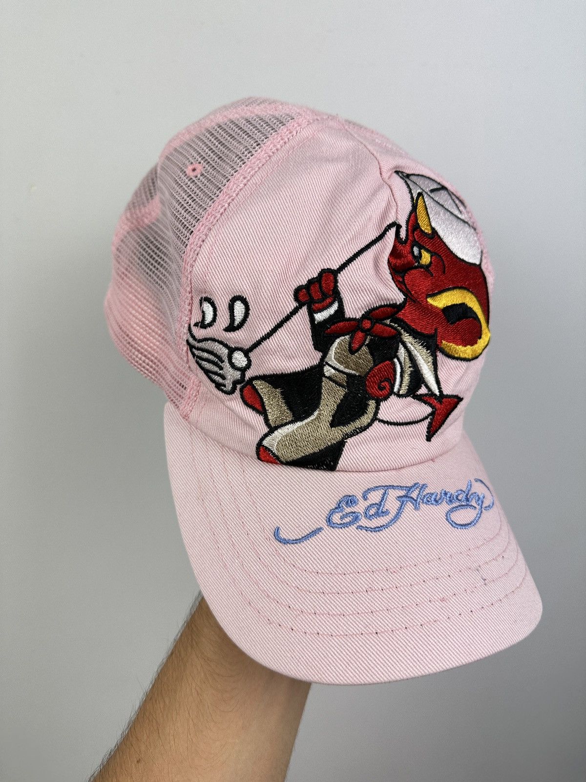 Christian Audigier × Ed Hardy 👹Vintage Y2K Ed Hardy Devil Logo Pink Cap Size ONE SIZE - 4 Thumbnail