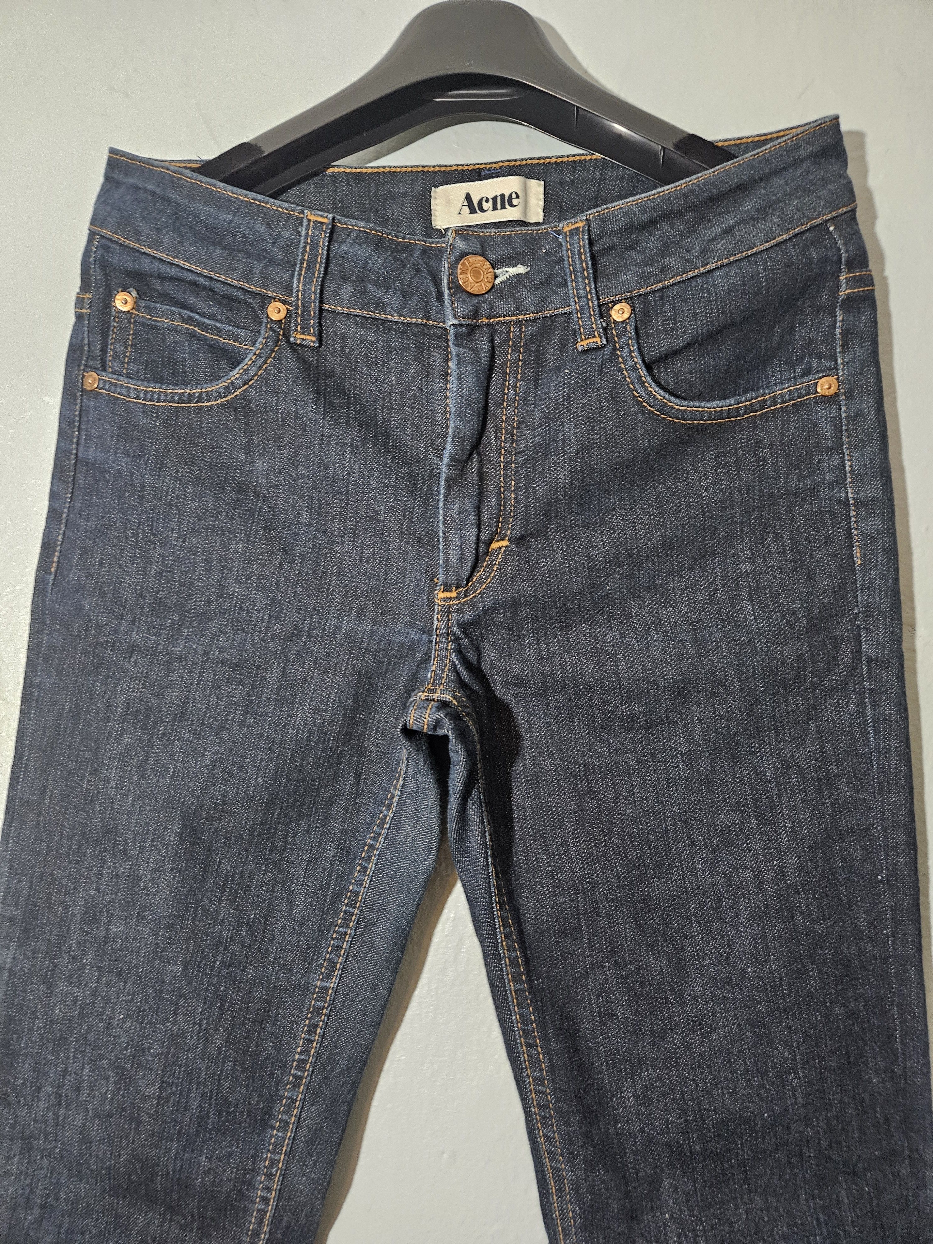 Acne Studios Hex DC Blue Raw Style Leather Back Patch Denim Jeans Size US 29 - 5 Thumbnail
