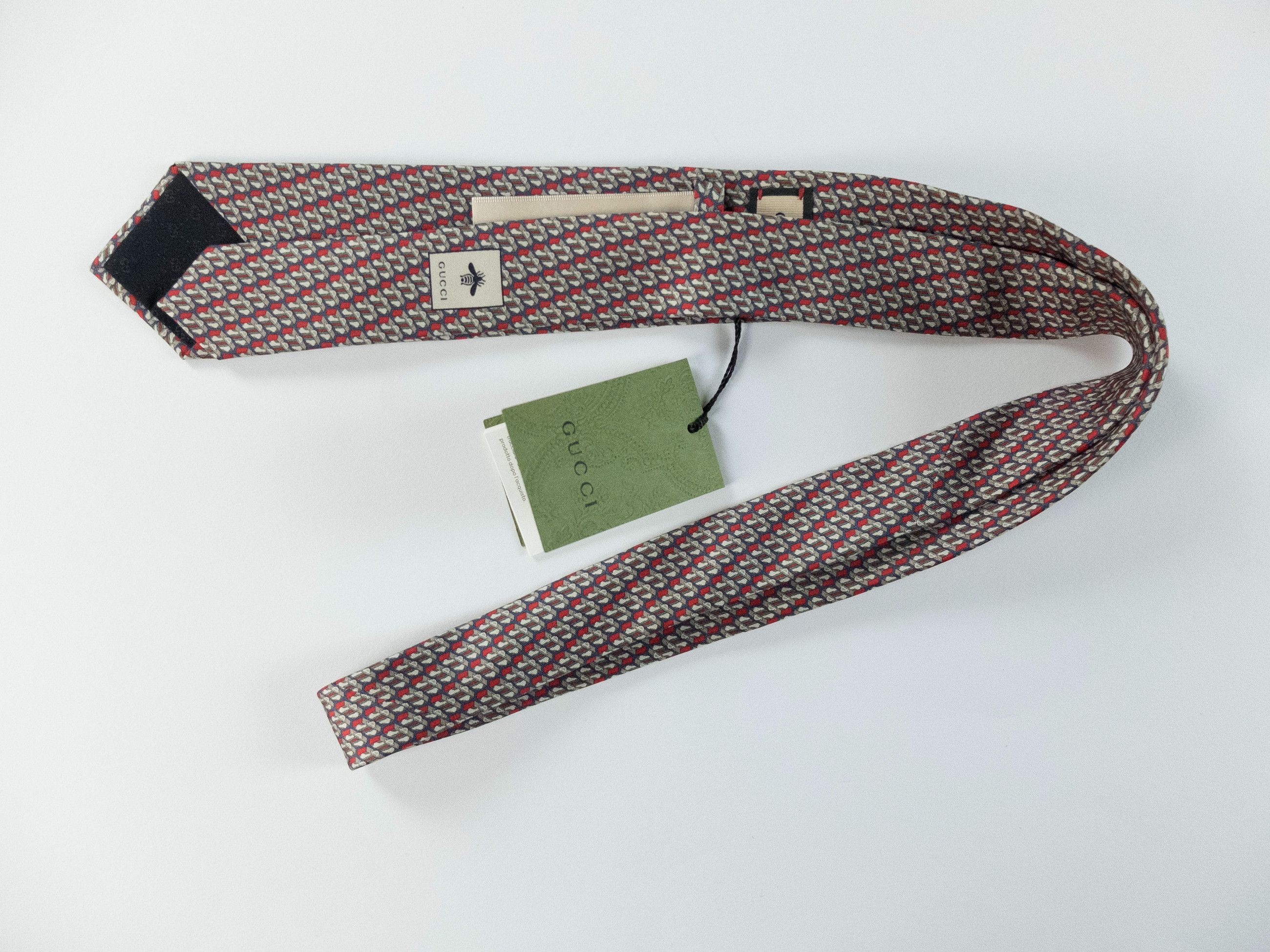 Gucci GUCCI Valigeria navy blue & red trunk print silk tie NWT Size ONE SIZE - 7 Thumbnail
