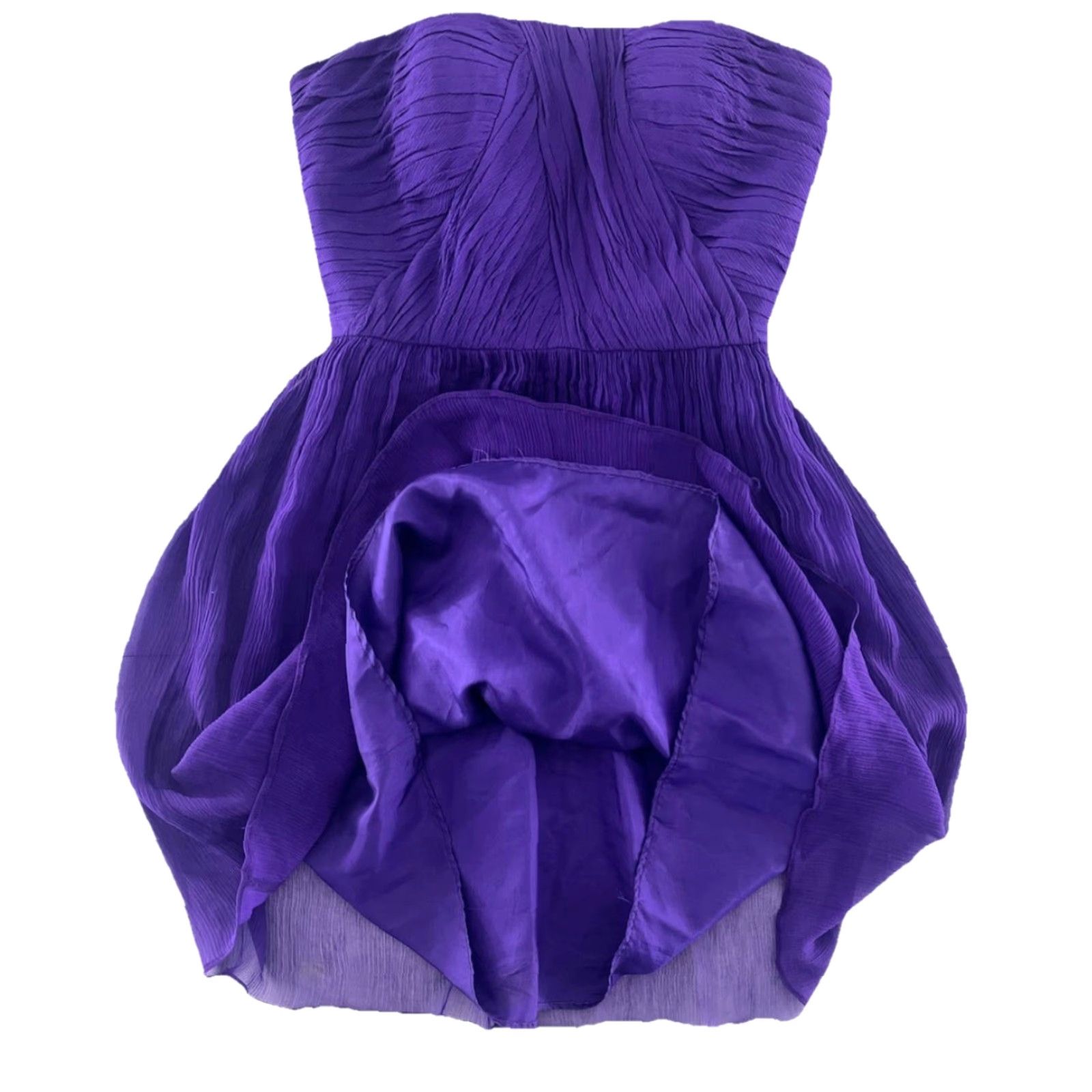 Donna Morgan Donna Morgan Purple 100% Silk Ruched Strapless Party Prom Cocktail Dress 2 Dress Size XS / US 0-2 / IT 36-38 - 5 Thumbnail