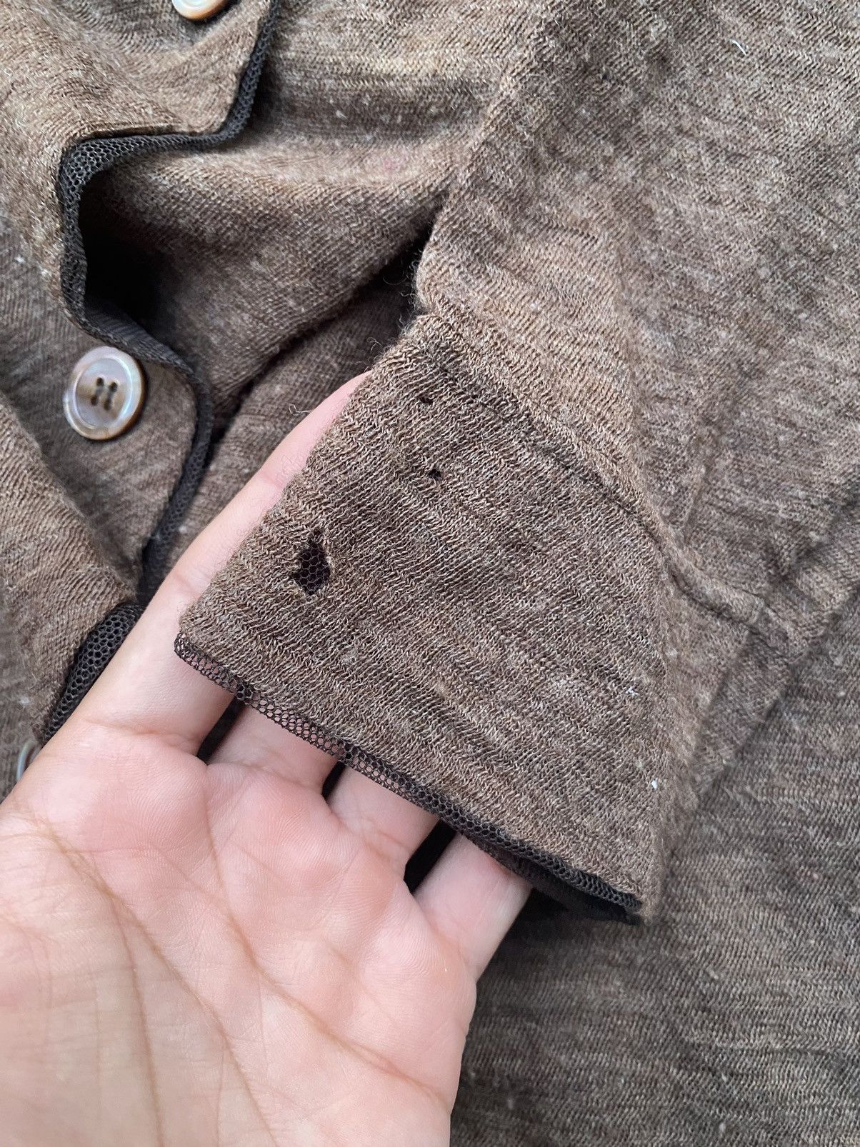 Pas de Calais Distressed Wool Double Layer Cardigan Size S / US 4 / IT 40 - 13 Thumbnail