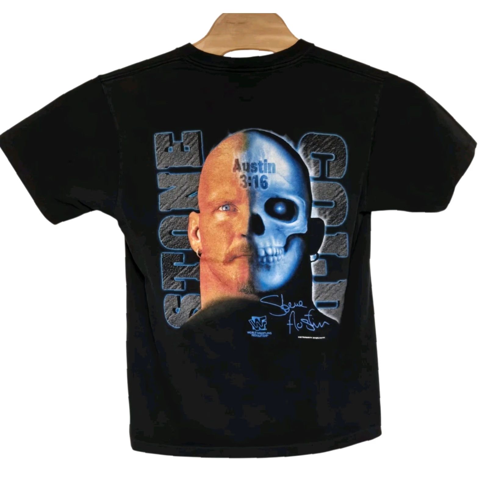 Vintage VINTAGE WWF WRESTLING T SHIRT 1997 STONE COLD 3:16 STEVE AUSTIN SPLIT SKULL LARGE MEN Black Cotton Graphic Tee Double Sided Size US L / EU 52-54 / 3 - 2 Thumbnail