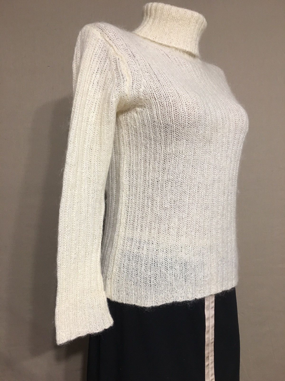 Japanese Brand Kumikyoku Mohair Nylon Knit Ivory Sweater Small Size S / US 4 / IT 40 - 3 Thumbnail