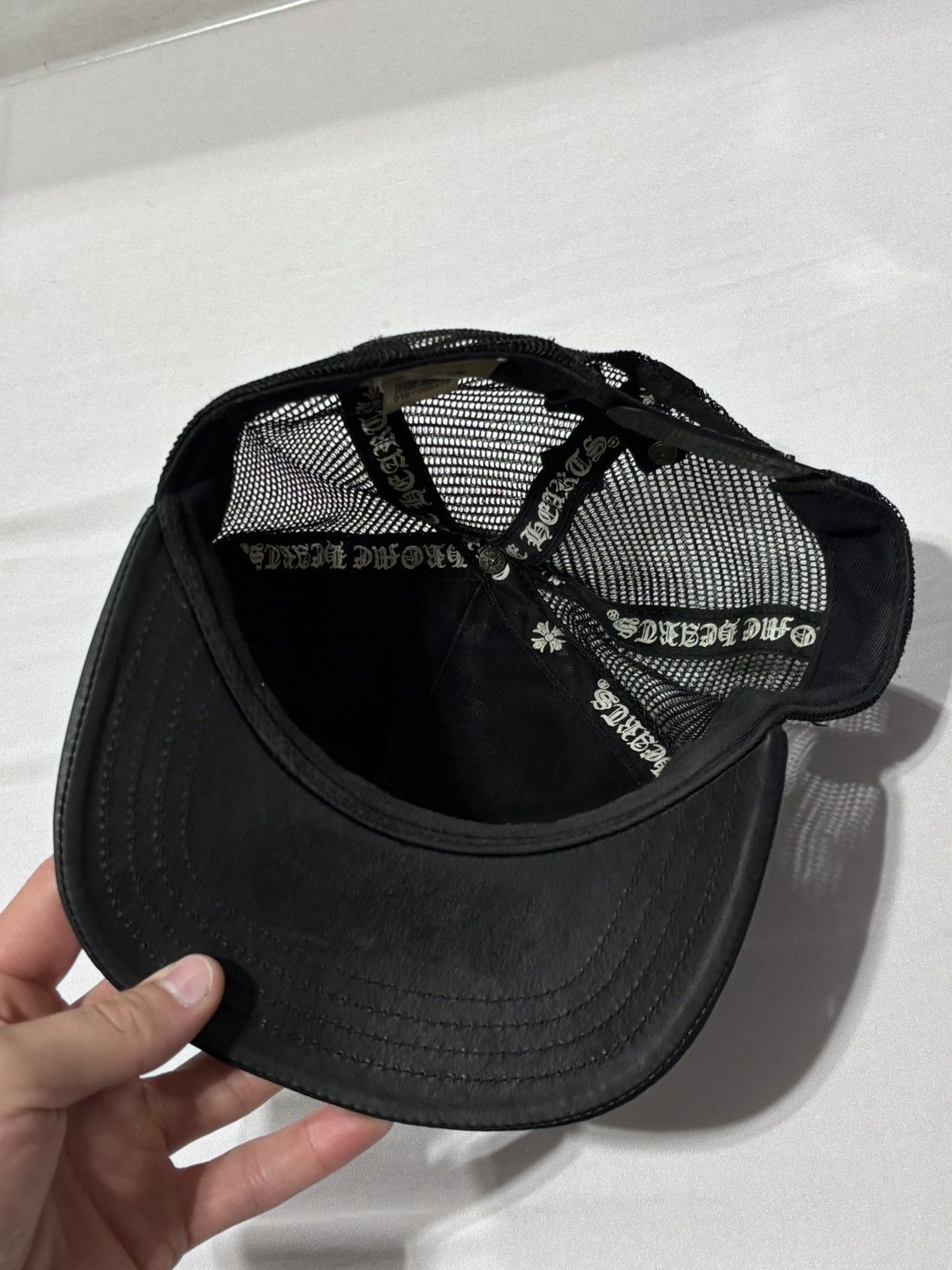 Chrome Hearts Chrome Hearts Cemetery Cross Leather Stitched Trucker Hat Size ONE SIZE - 7 Thumbnail