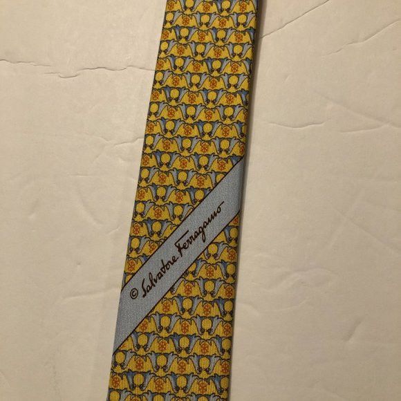 Salvatore Ferragamo SALVATORE FERRAGAMO MEN'S NEW 100%SILK TIE WIDTH: 3 1/2" Size ONE SIZE - 11 Thumbnail