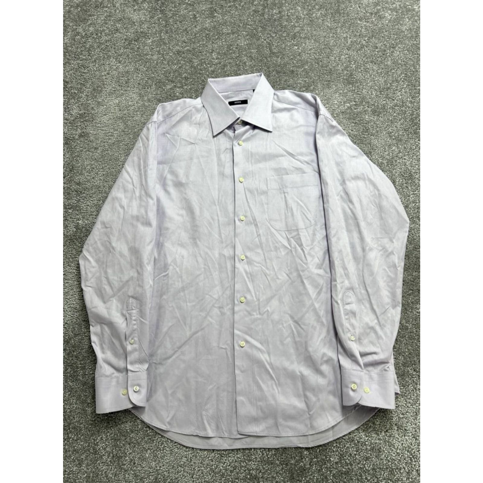 Hugo Boss Hugo Boss Dress Shirt Men 16 Gray Pleated Button Up Business Sharp Fit Cotton Size 42R - 2 Thumbnail