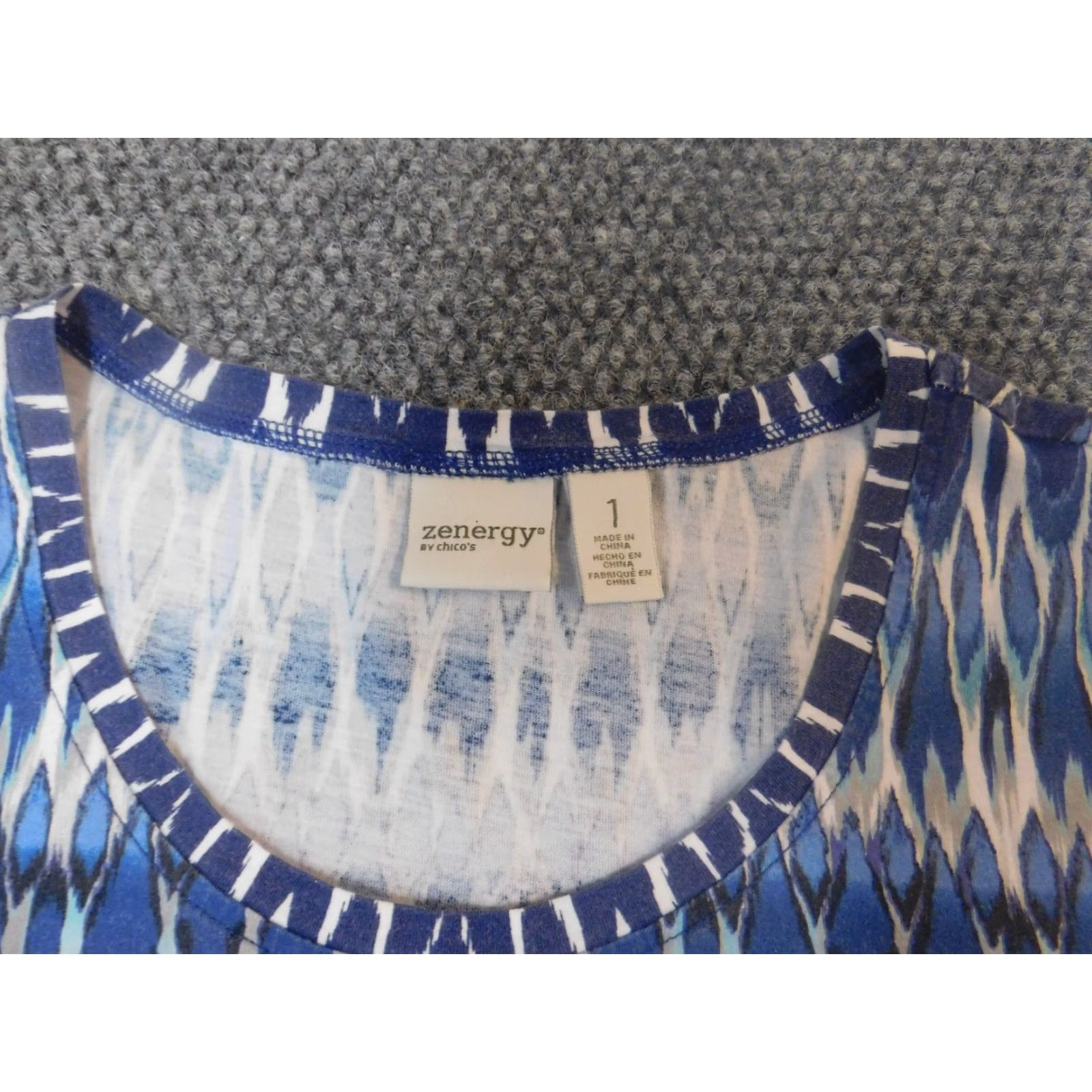 Vintage Chicos Shirt Womens Blue 1 Crew Neck Striped Stretch Blouse Casual Regular Buttons Long Sleeve Size XS / US 0-2 / IT 36-38 - 4 Thumbnail