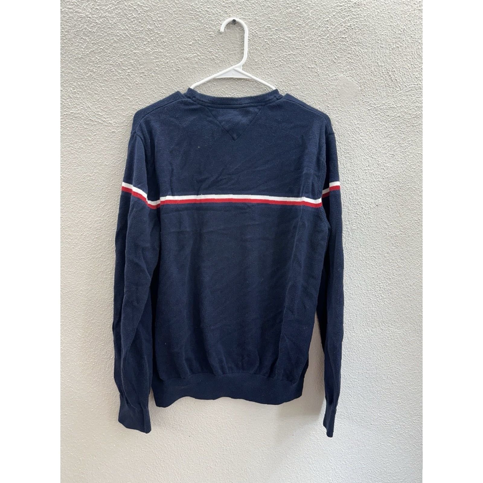 Tommy Hilfiger Tommy Hilfiger Mens Sweater Navy-Blue Long Sleeve Cotton TH Logo Size US L / EU 52-54 / 3 - 7 Thumbnail