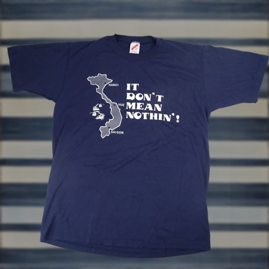 Jerzees VINTAGE It Dont Bean Nothin! Vietnam Mens Large Graphic T Shirt Blue Jerzees MENS L Blue Graphic T Shirt Vintage Mens Large BLUE N? (Oops) Size US L / EU 52-54 / 3 - 1 Thumbnail