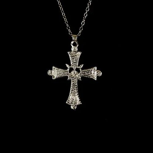 VIBE Y2K Cross Necklace Punk Gothic Crystal Chain Size ONE SIZE - 3 Thumbnail