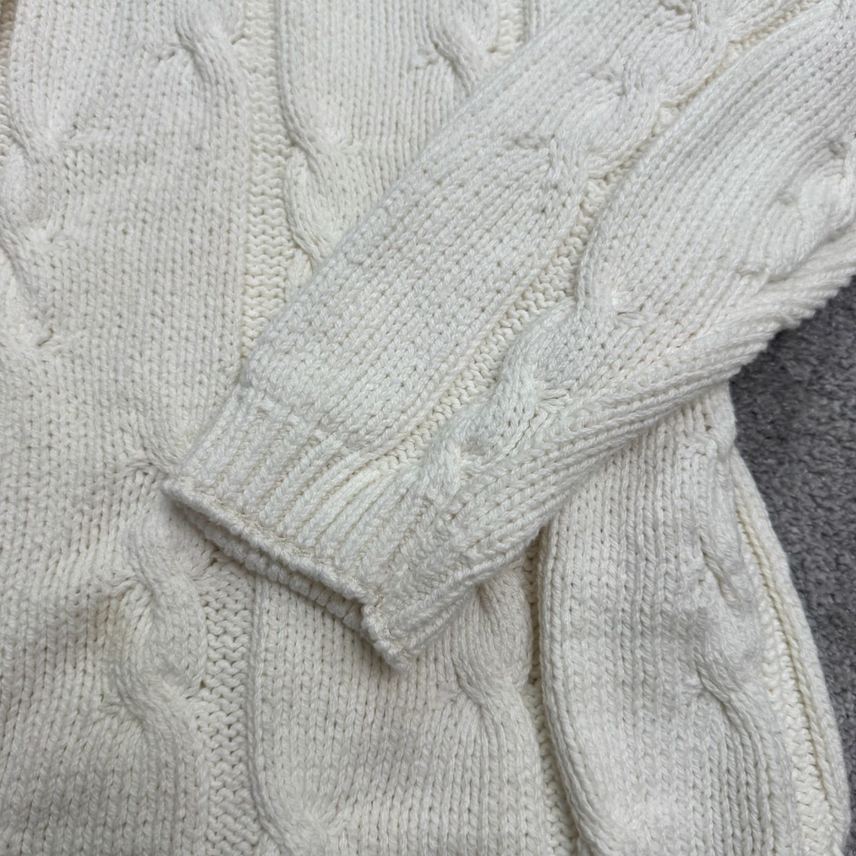 Vintage VINTAGE Partners 80s Cable Knit Sweater Womens Large Ivory Pullover Classic Size L / US 10 / IT 46 - 4 Thumbnail