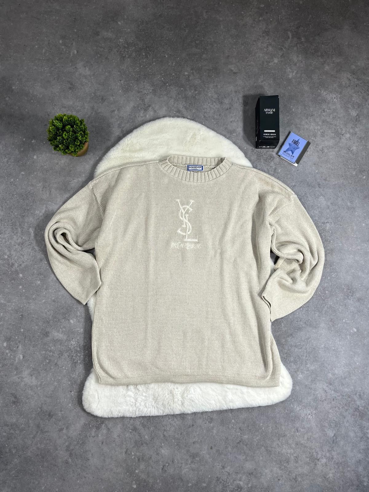 Vintage × Yves Saint Laurent Yves Saint Laurent Big Logo Jumper Vintage 90s Made in U.K. Size US M / EU 48-50 / 2 - 3 Thumbnail