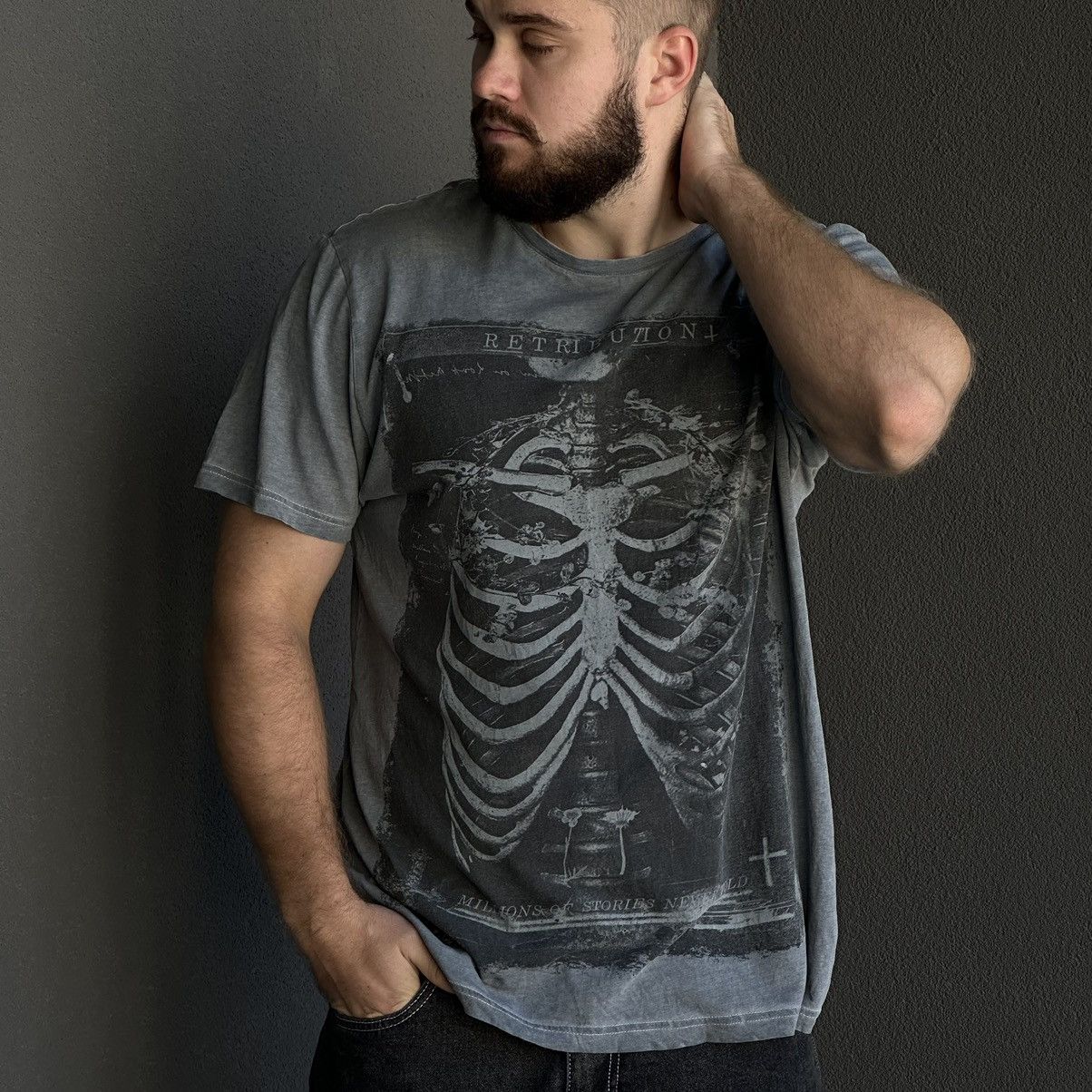 Band Tees × Japanese Brand × Vintage Vintage Japanese Style T-shirts Skeleton Retribution Y2K Size US XL / EU 56 / 4 - 1 Thumbnail