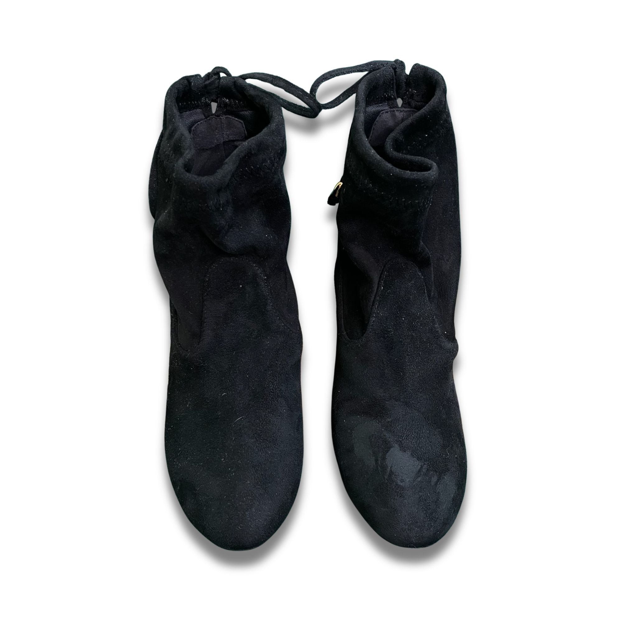 Other Nature Breeze Black Suede Ankle Booties Size 9 With Tie Back Size US 9 / IT 39 - 2 Thumbnail