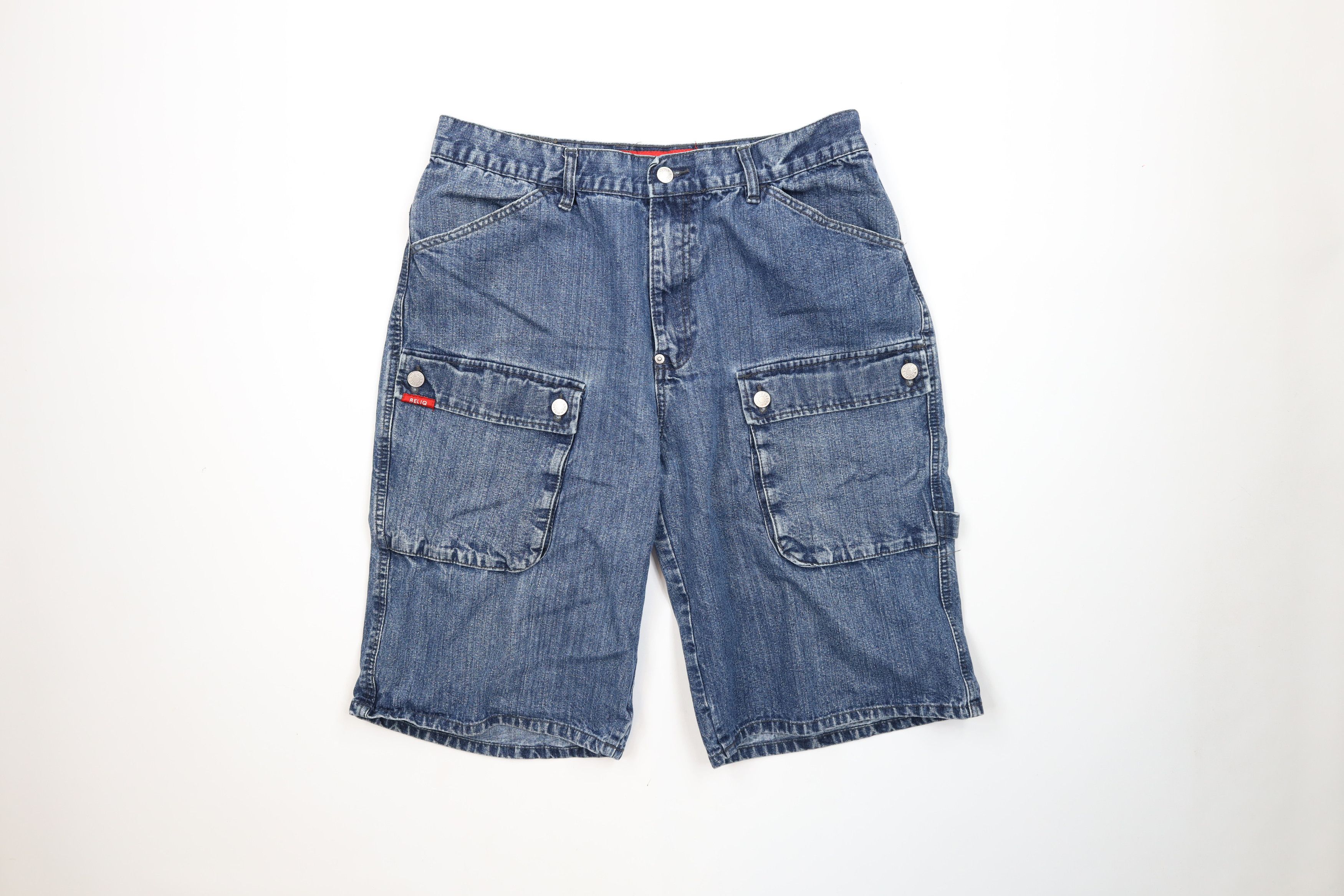 Vintage Y2K Streetwear Baggy Loose Fit Denim Cargo Shorts
