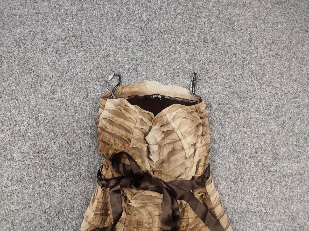 Morgan De Toi Vintage Y2K Morgan de toi strapless Mini dress ruffles brown Size S / US 4 / IT 40 - 5 Thumbnail