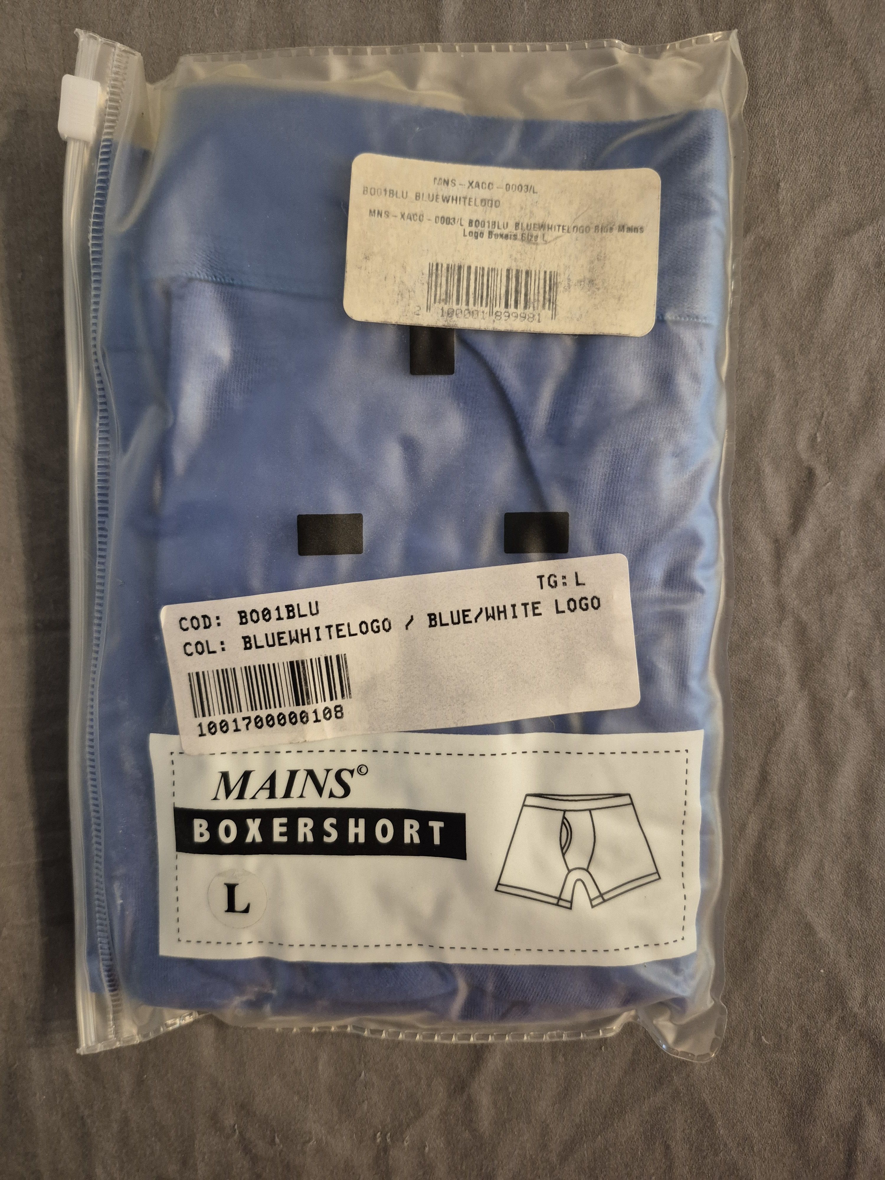 MAINS Mains Boxers Size Large Blue with White logo Size 34 - 1 Thumbnail