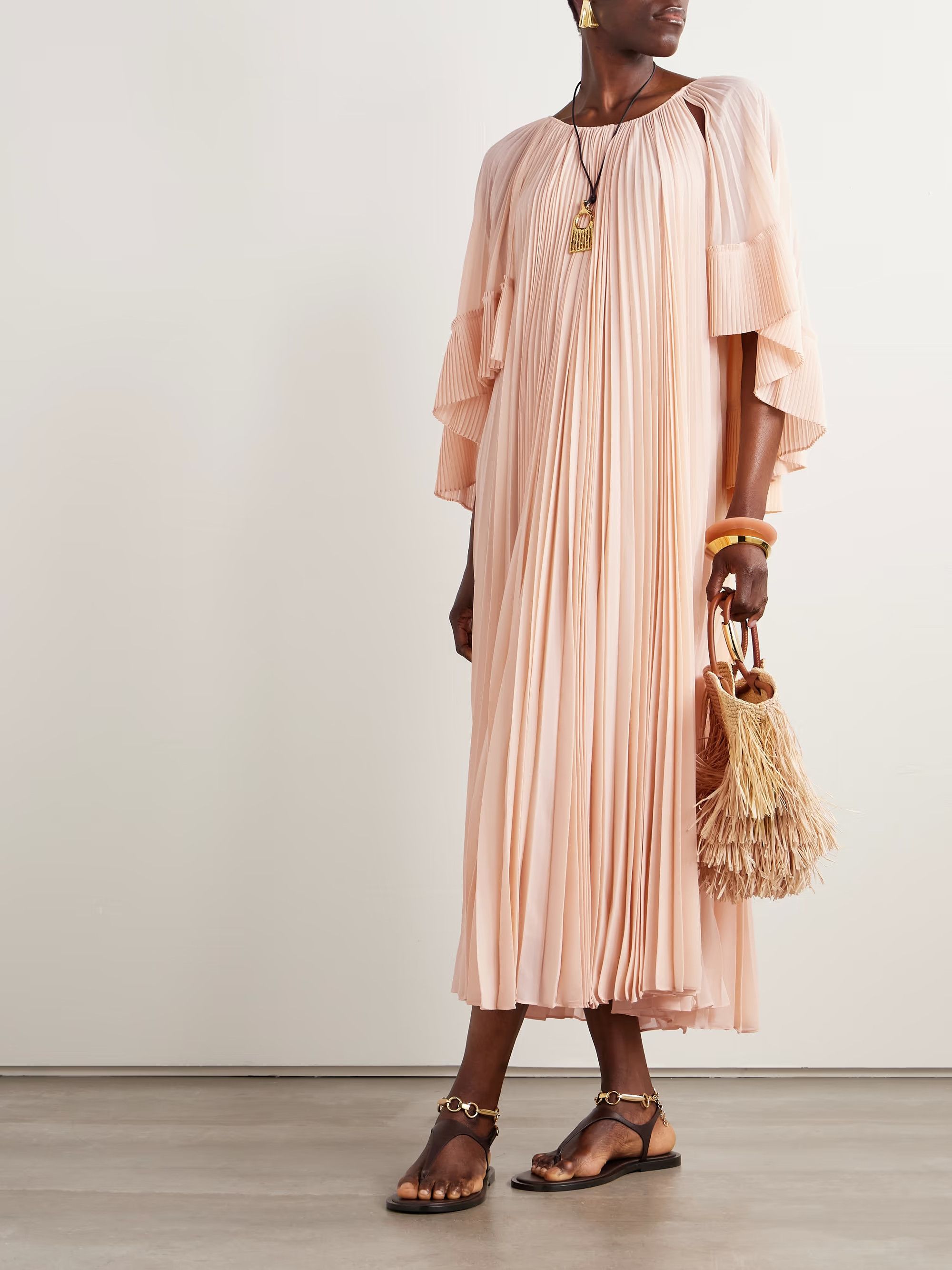 Zimmermann oc11z0226 Illuminate Cape Pleated Maxi Dress In Multicolor Size S / US 4 / IT 40 - 2 Thumbnail