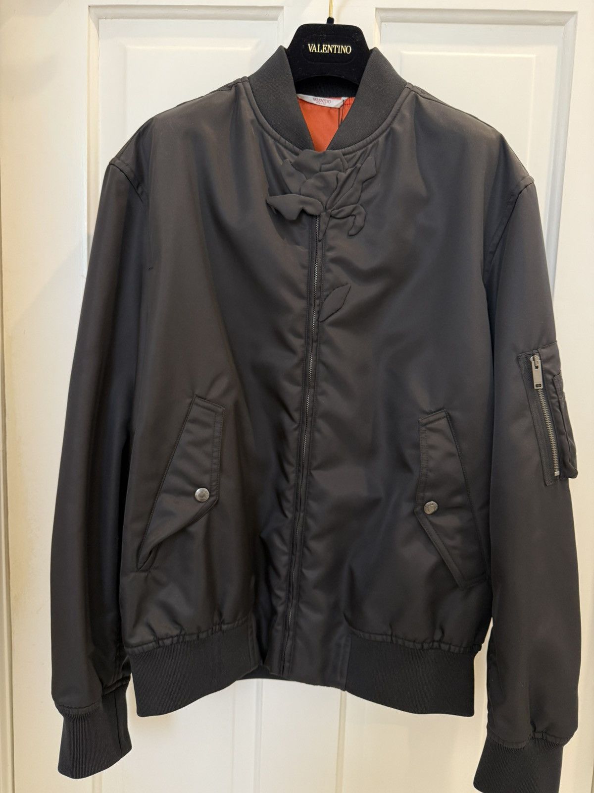 Valentino Valentino Men Bomber Black 3D flower Collar Size US S / EU 44-46 / 1 - 5 Thumbnail