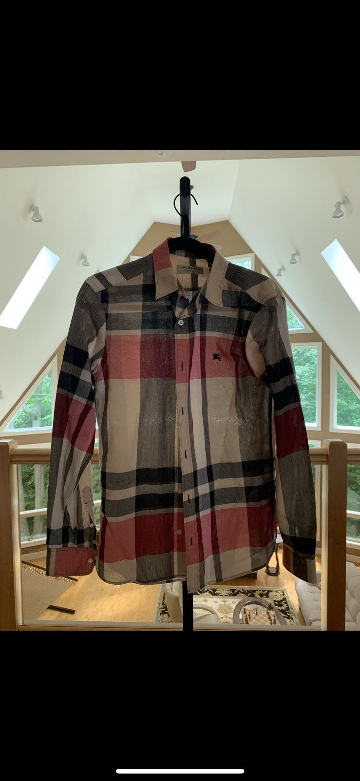 image of Burberry Check Shirt in Beige, Men's (Size Small)