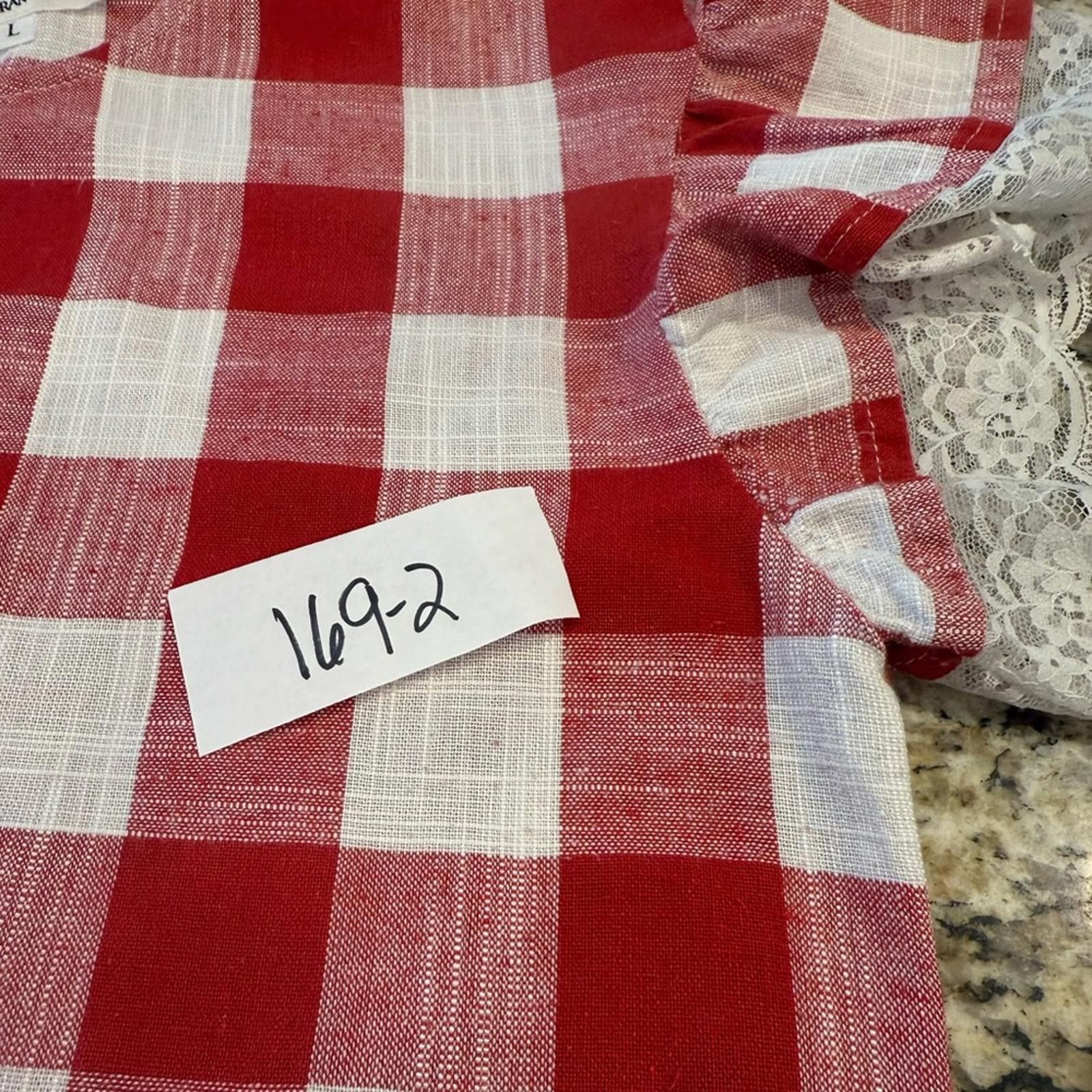 Other Wonderland by Orange linen blend red white plaid lace top LG Size L / US 10 / IT 46 - 10 Thumbnail