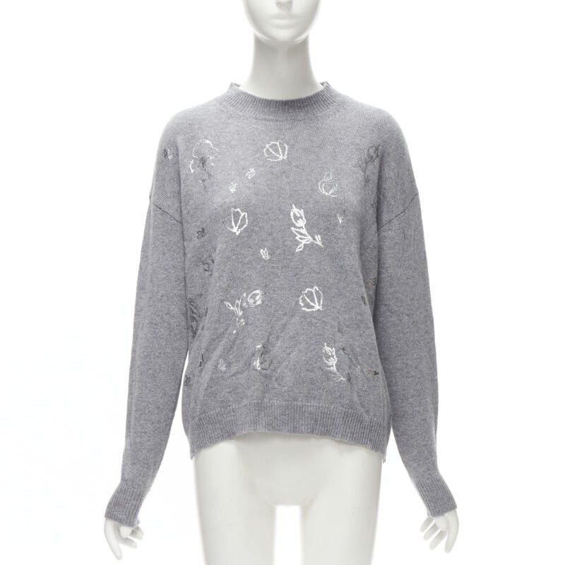 Ermanno Scervino ERMANNO SCERVINO grey pullover metallic floral print IT40 S Size S / US 4 / IT 40 - 1 Thumbnail