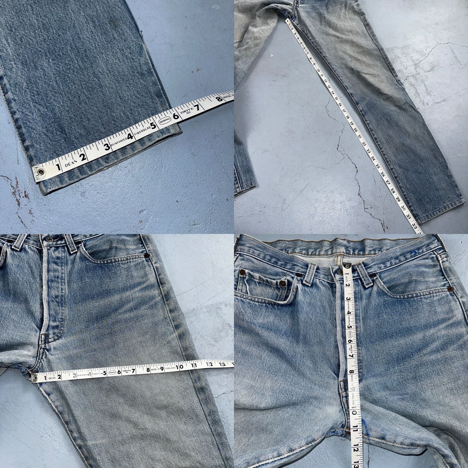 Levi's VINTAGE Levi's 501 Jeans Men 29x32 Light Wash Blue 80s USA Distressed Slim Fit Size US 29 - 9 Thumbnail