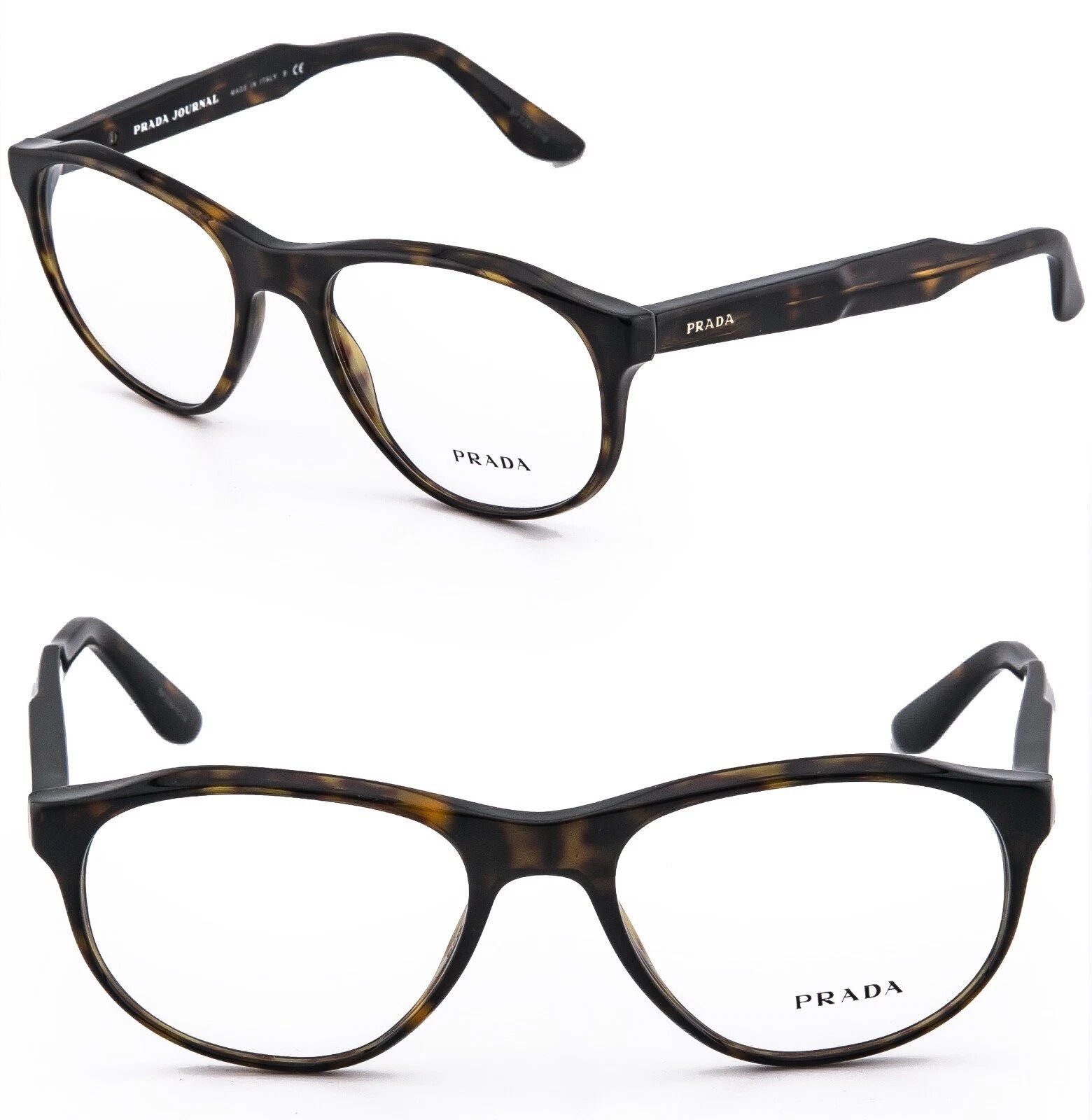 Prada PRADA 12S JOURNAL PR12SV Brown Havana Oval Optical Frame Size ONE SIZE - 1 Thumbnail