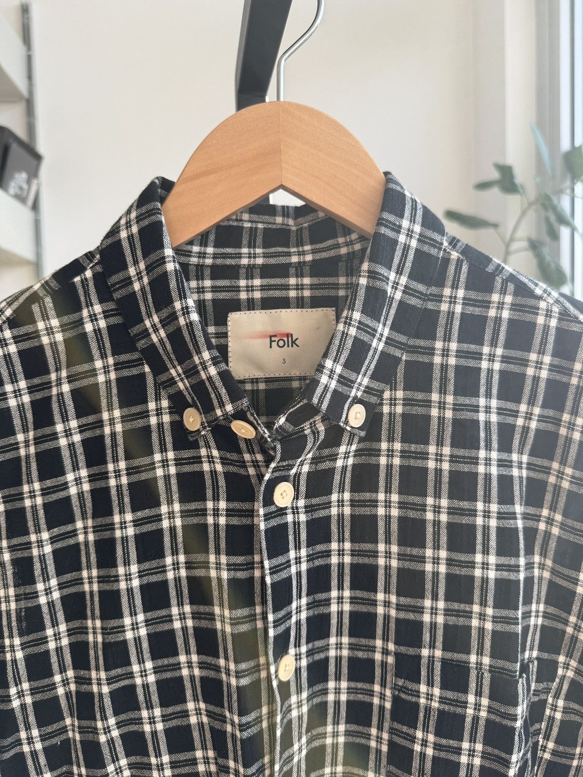Folk Folk Black Check Relaxed Fit Shirt Size US L / EU 52-54 / 3 - 3 Thumbnail