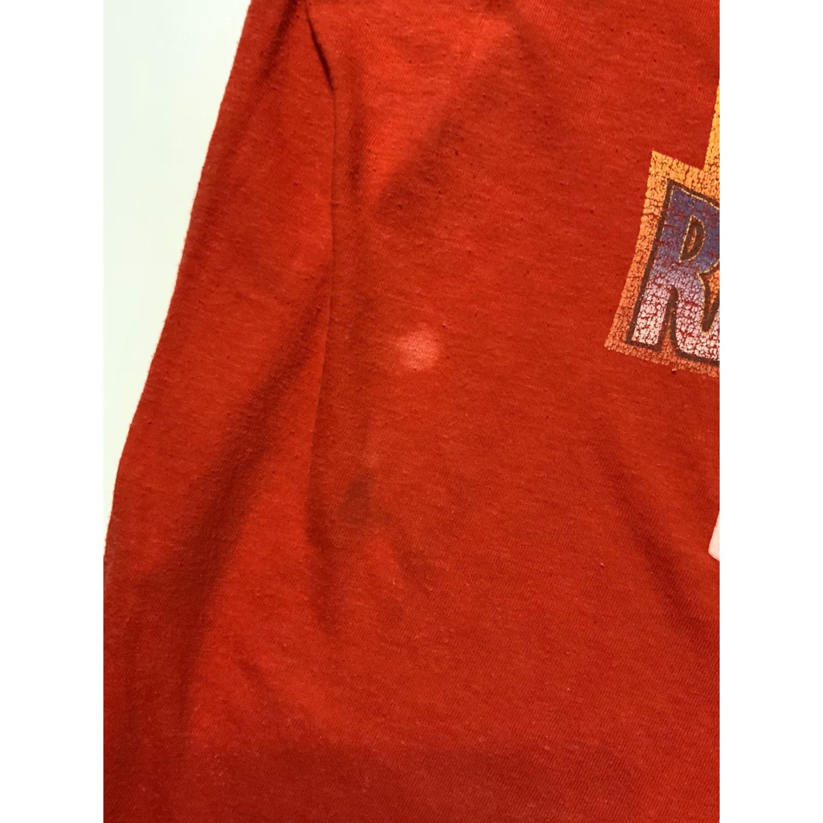FELT VTG 70s 80s Ched Knits USA Made Racquetball Single Stitch Felt Letter T-Shirt LG Red Cotton Short Sleeve Men's/Unisex T-Shirt Size US L / EU 52-54 / 3 - 7 Thumbnail