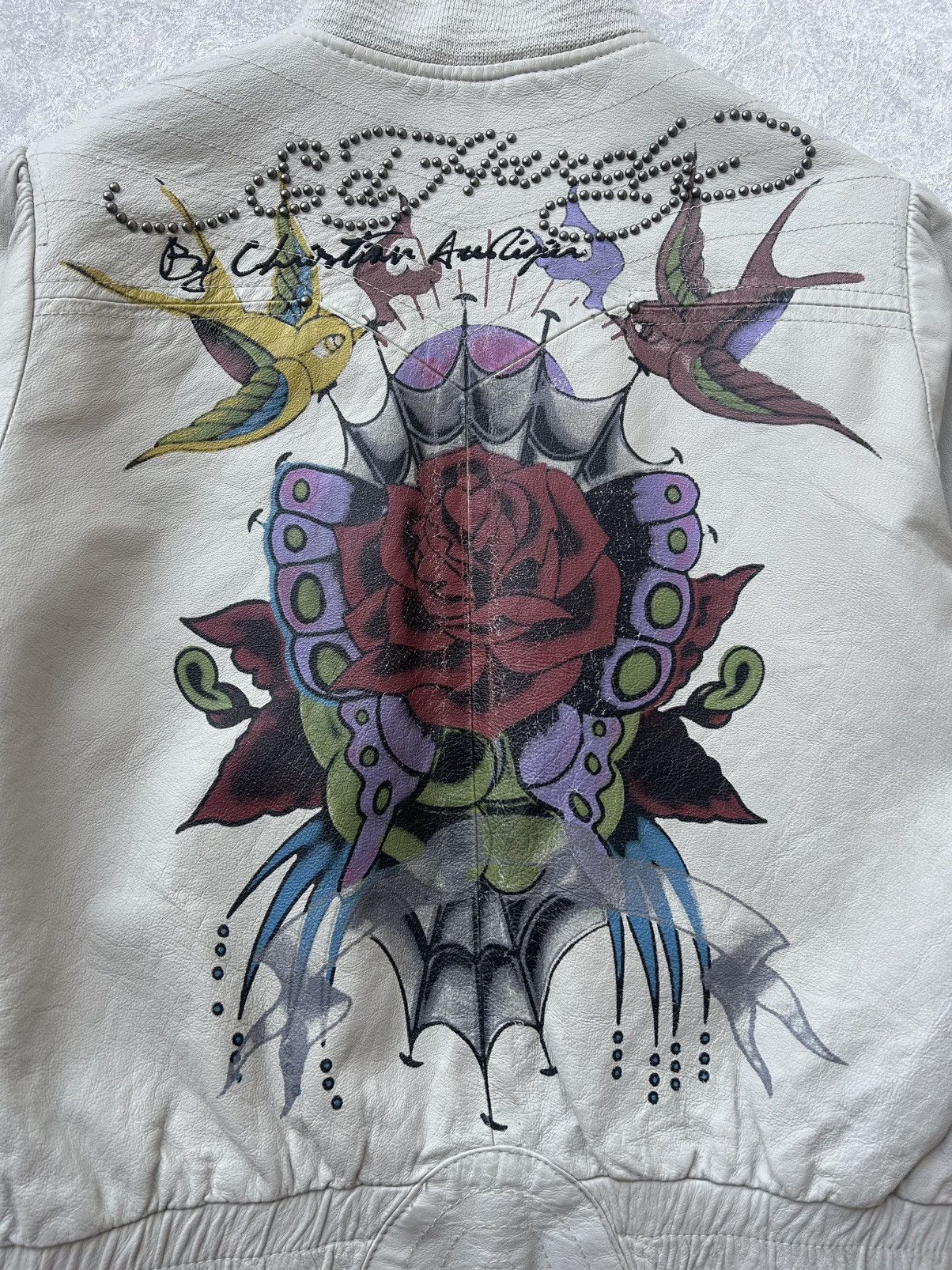Ed Hardy Y2K Ed Hardy Studded Japan Style Tattoo Leather Jacket Size XS / US 0-2 / IT 36-38 - 10 Thumbnail