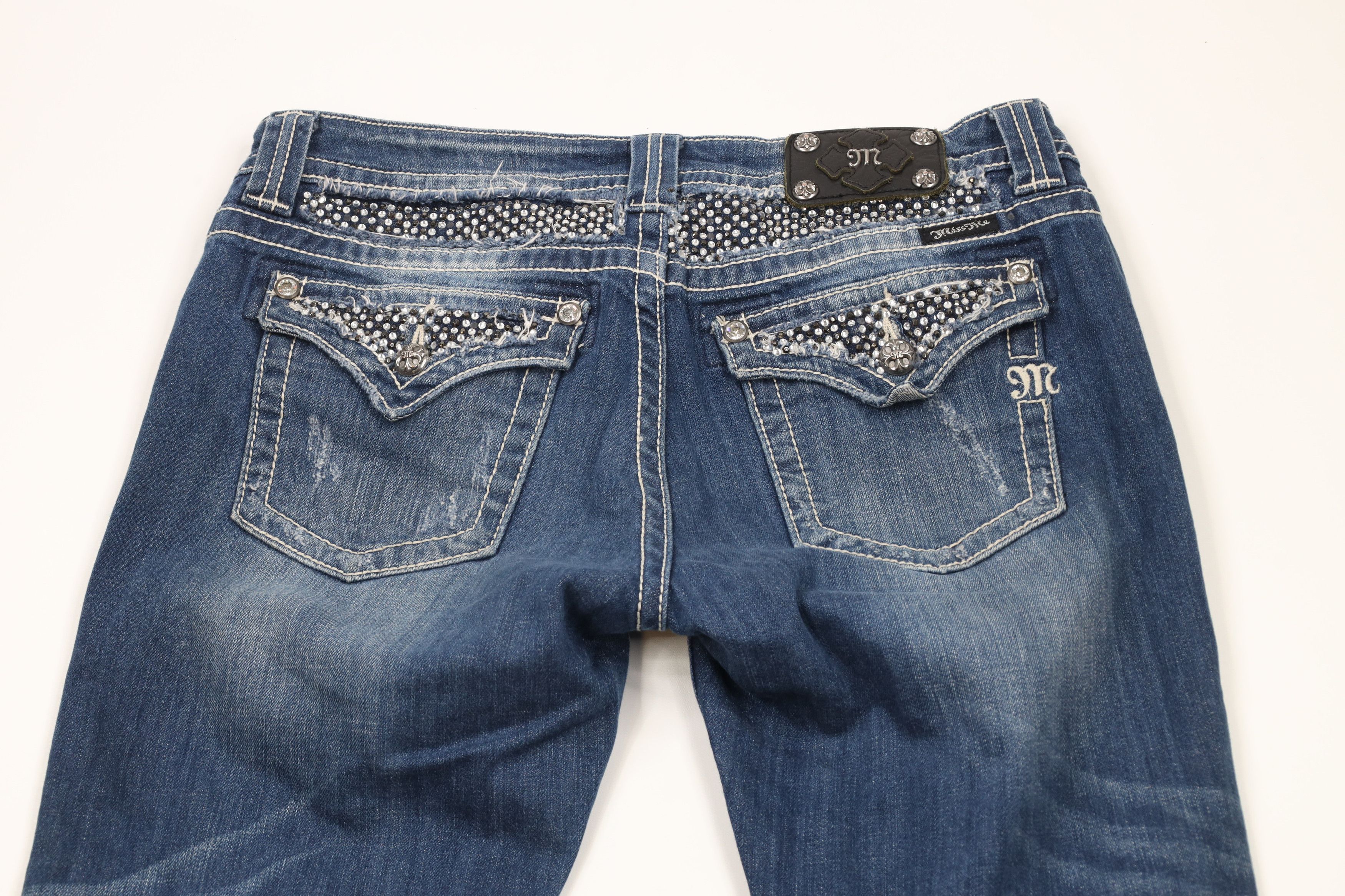 Miss Me × Vintage Miss Me Thick Stitch Jeweled Sequin Easy Boot Leg Jeans Size 30" / US 8 / IT 44 - 10 Thumbnail