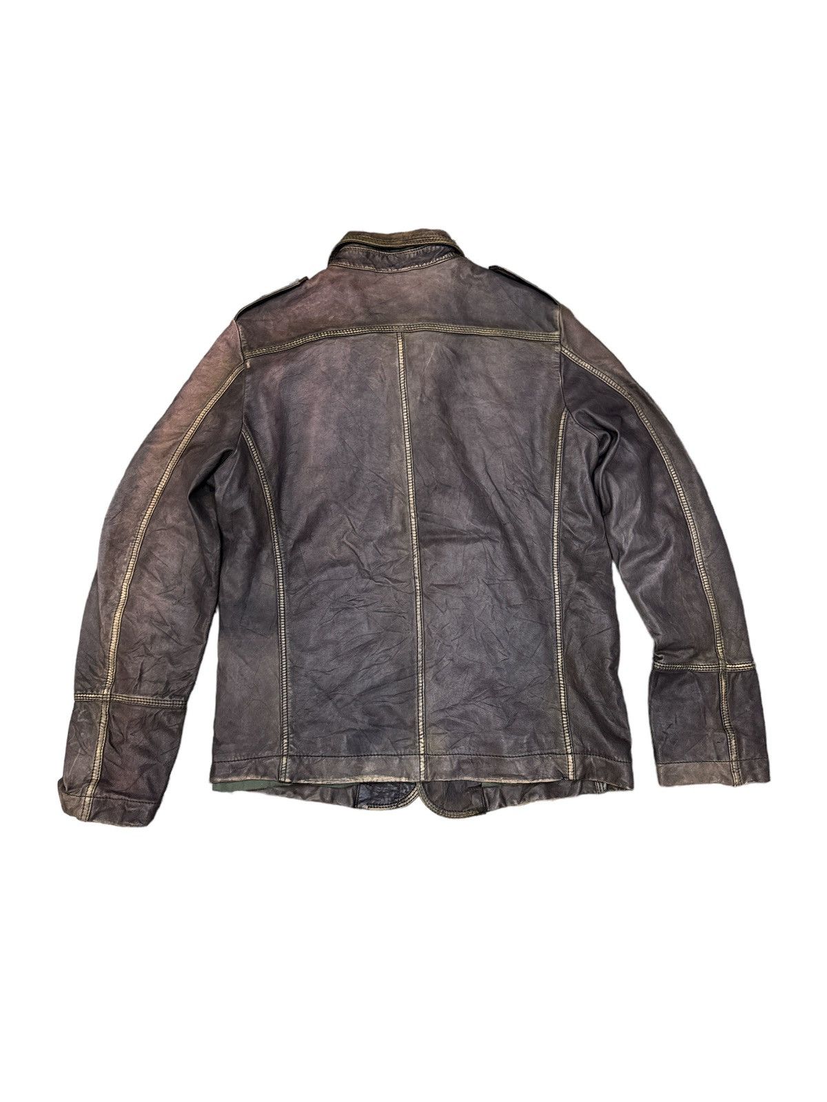 Diesel DIESEL DISTRESSED PATTEN LAMBSKIN BIKER LEATHER JACKET Size US M / EU 48-50 / 2 - 2 Thumbnail