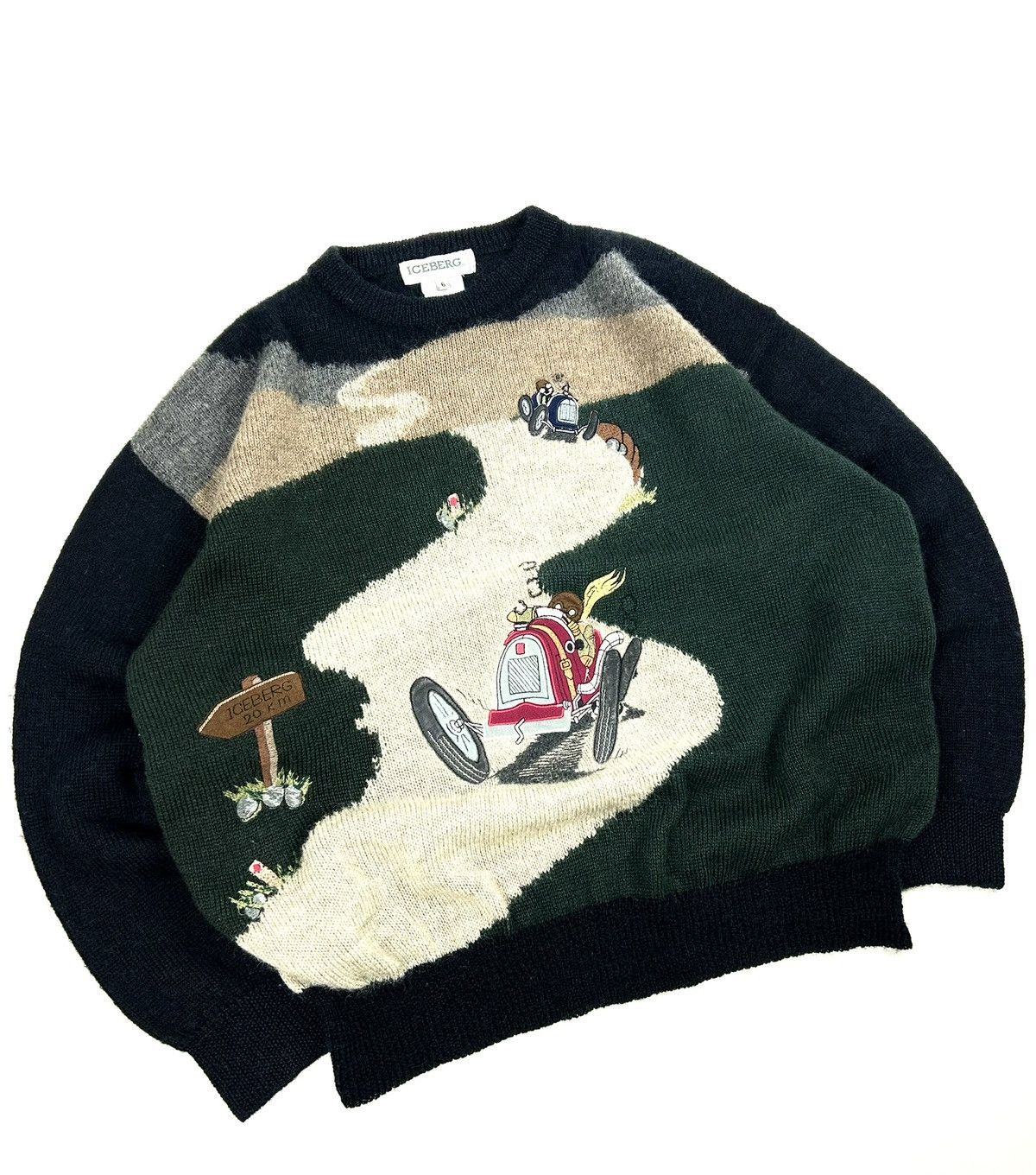 Iceberg rare Iceberg 90s Cartoon Racing Wool Sweater Vintage Italy Size US L / EU 52-54 / 3 - 2 Thumbnail