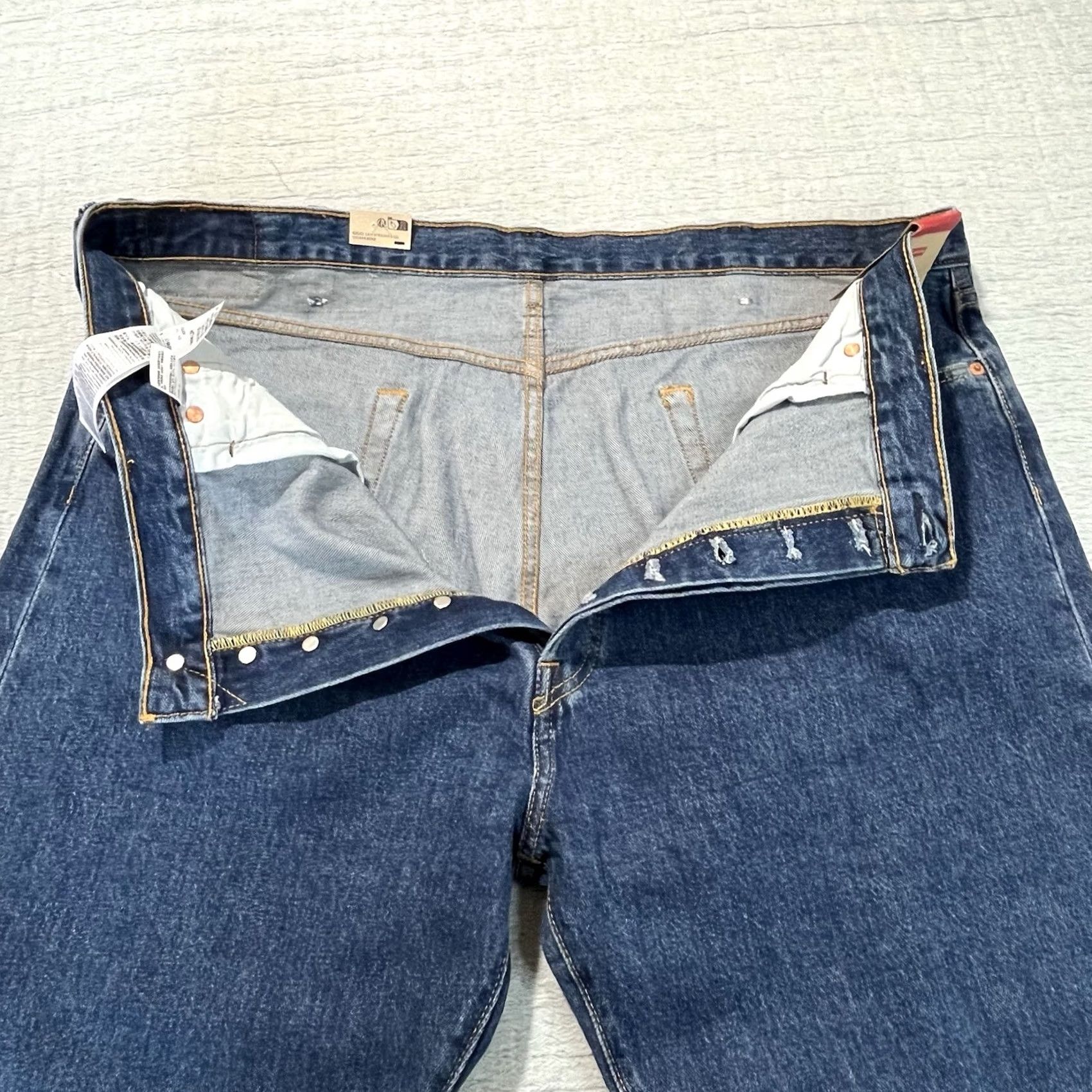 Levi's VINTAGE? LEVI'S 501 Jeans Mens 501 Original Straight Jeans Regular Button Fly Stretch 44X34 Blue Denim NWT Size US 44 / EU 60 - 4 Thumbnail