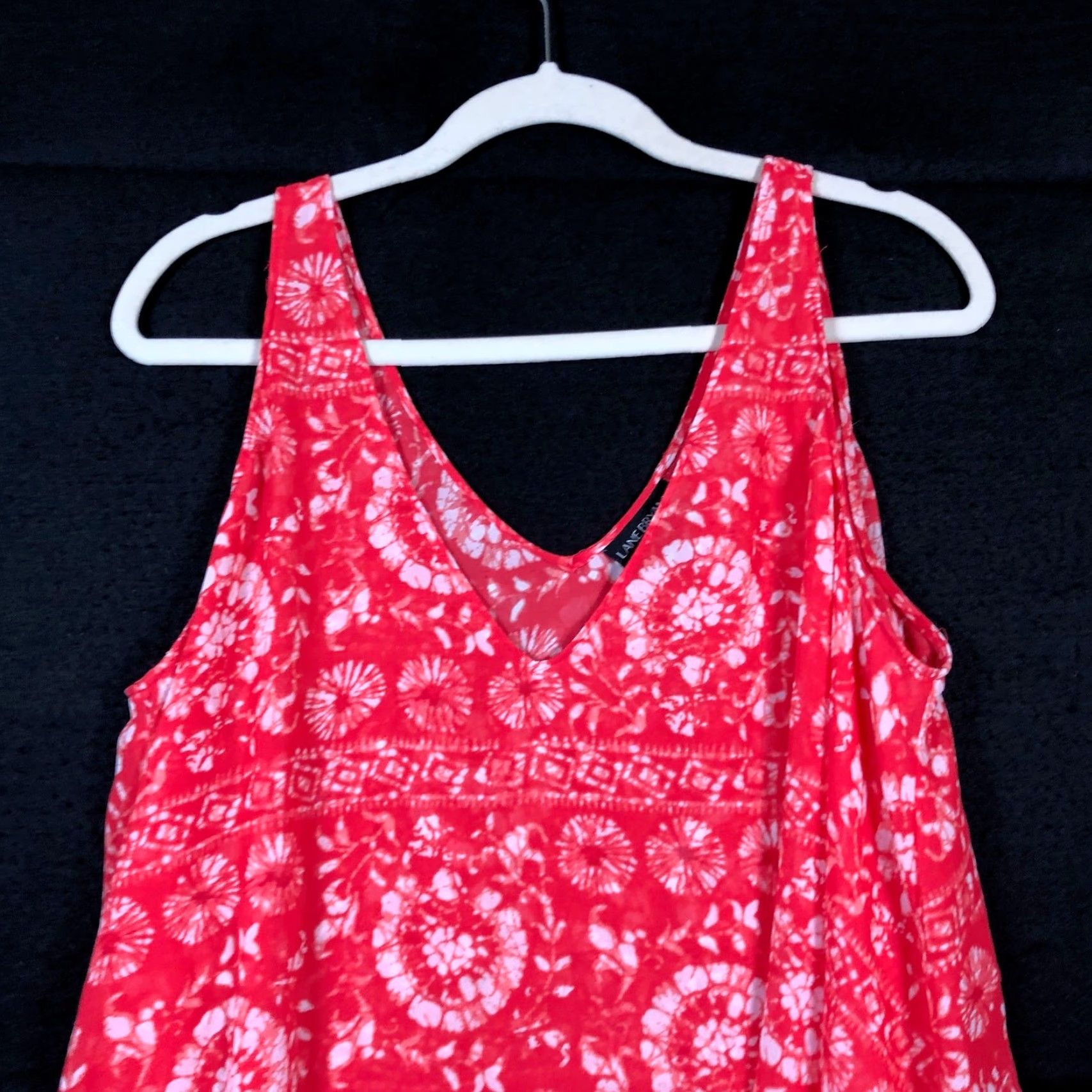 Vintage Lane Bryant Womens Blouse Sleeveless V-Neck Pink White 14 Tank Chiffon Polyester Casual Travel Workwear Size XL / US 12-14 / IT 48-50 - 2 Thumbnail