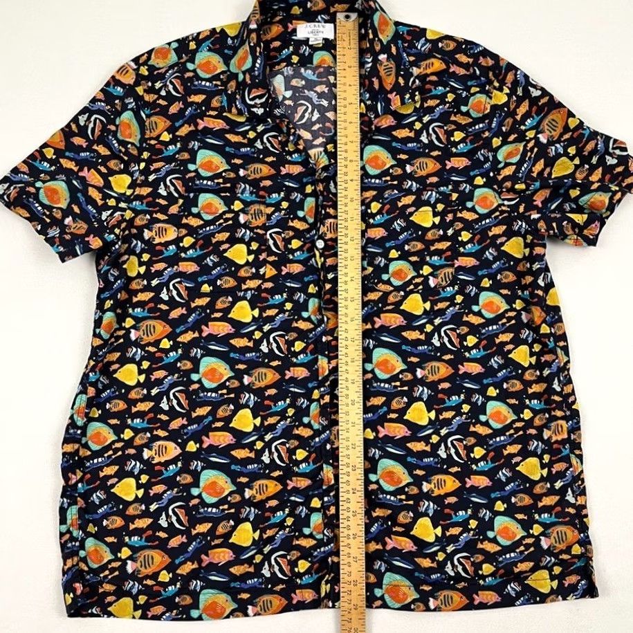 J.Crew VINTAGE J.CREW Liberty Shirt Men XL Blue Fish Hawaiian All Over AOP Print Button Up Prep Shirt Size US XL / EU 56 / 4 - 3 Thumbnail
