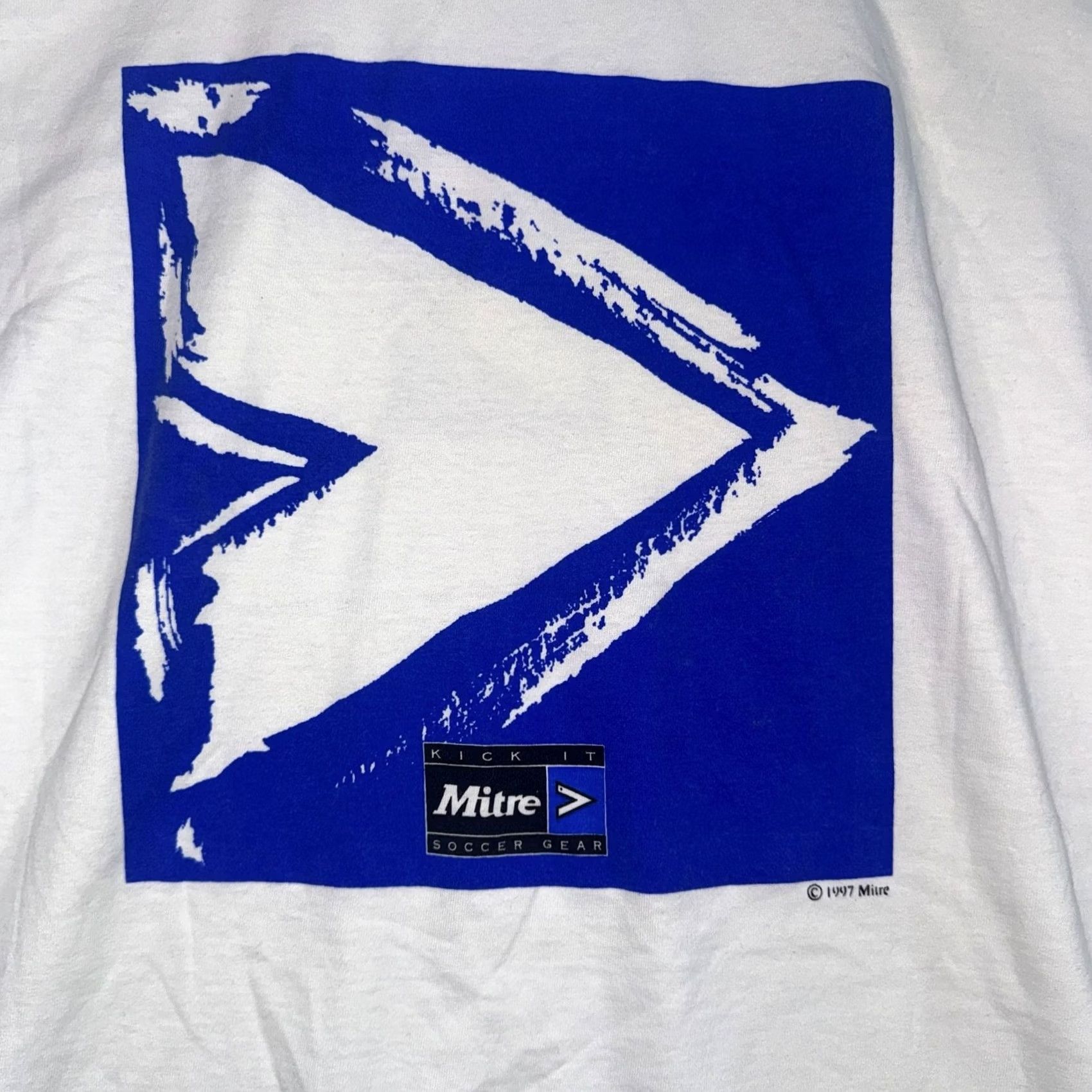 Vintage VINTAGE Mitre Soccer Gear Graphic T-Shirt 1997 XXL Made in USA White Size US XXL / EU 58 / 5 - 5 Thumbnail